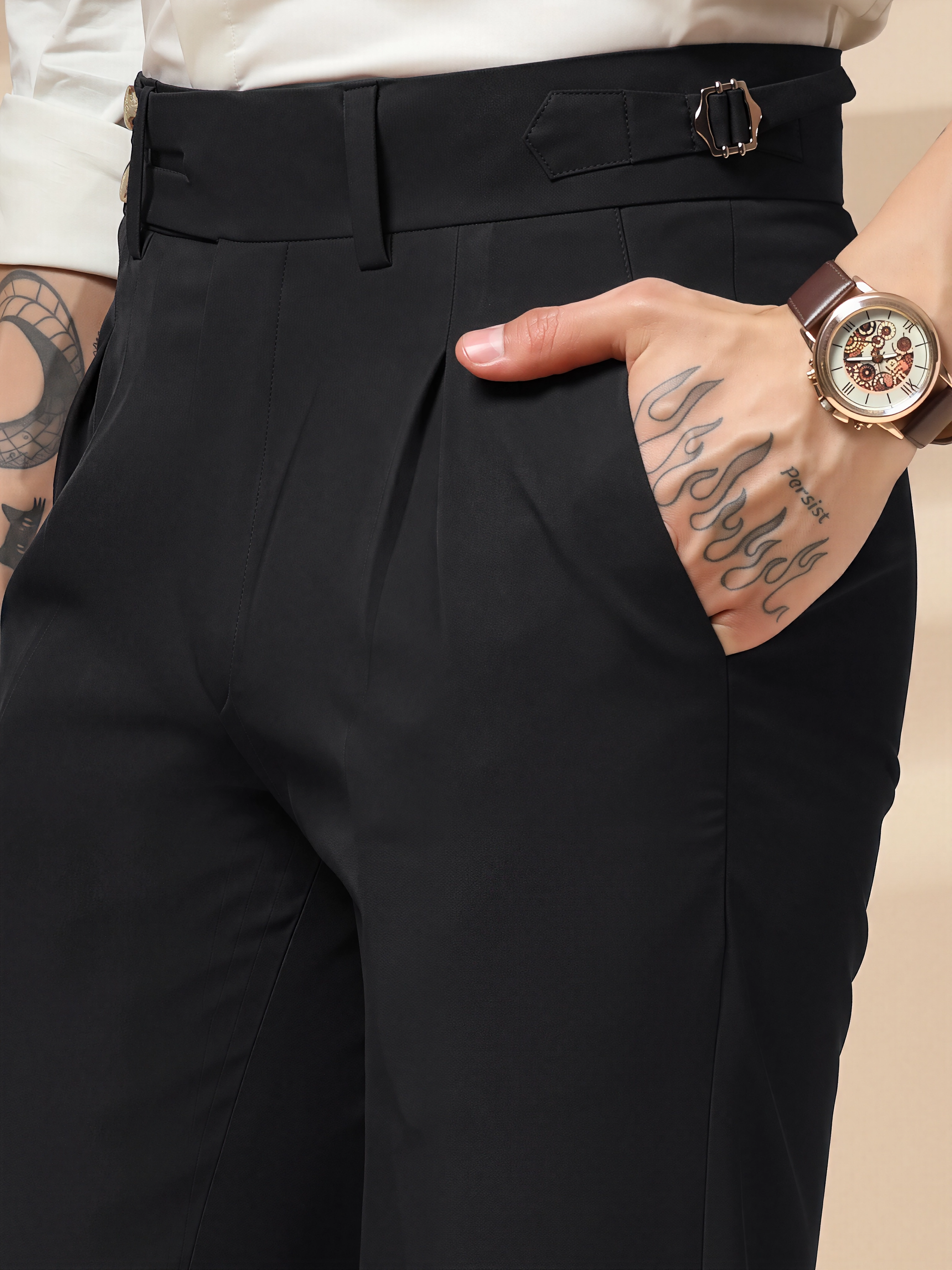 Black Double Buttoned Gurkha Pants by ITALIAN VEGA®