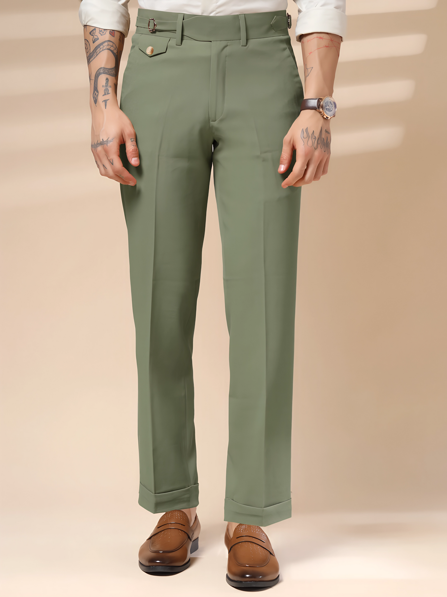 Pebble Single Buckle Gurkha Pants