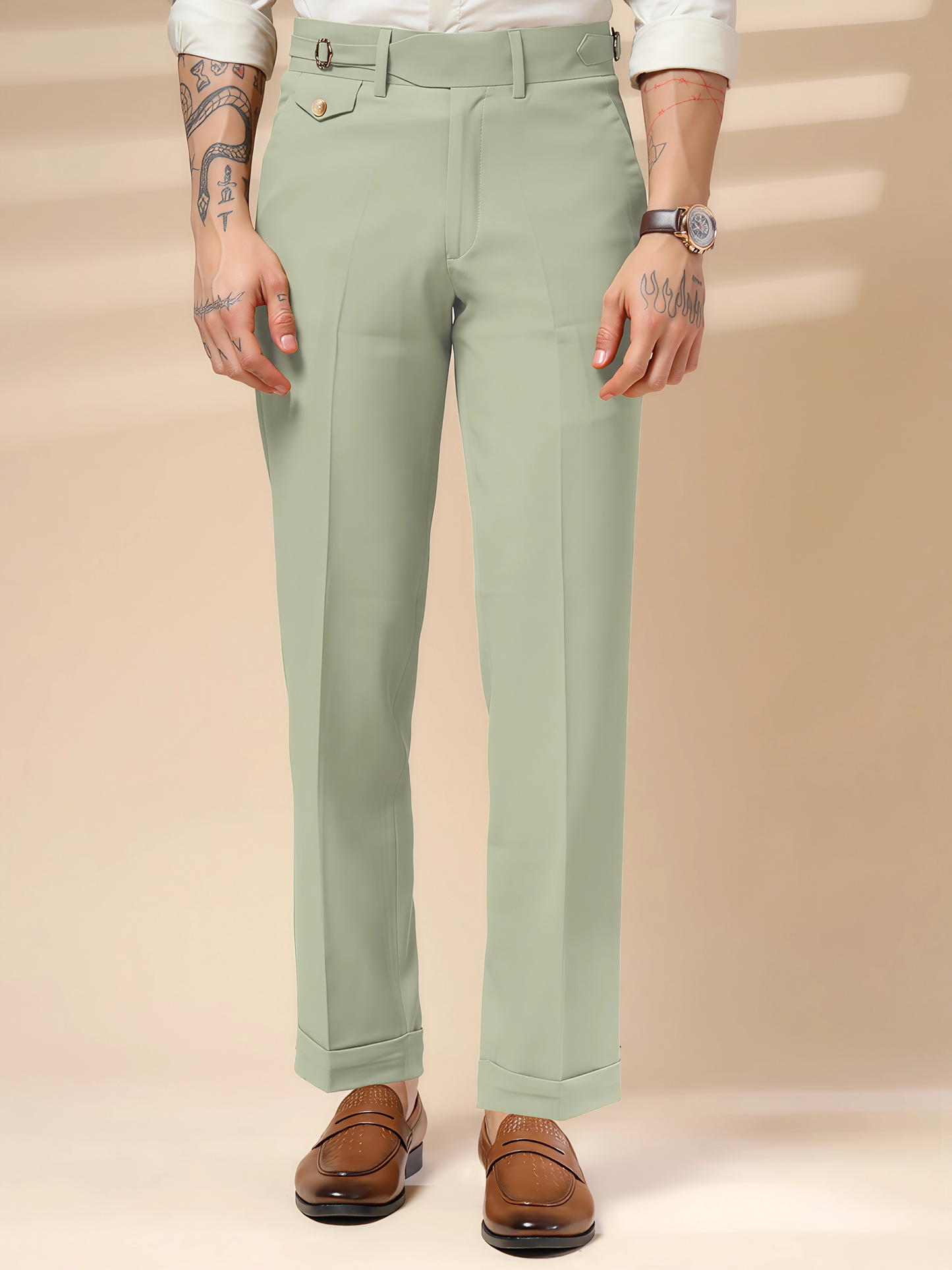 Lime Single Buckle Gurkha Pants