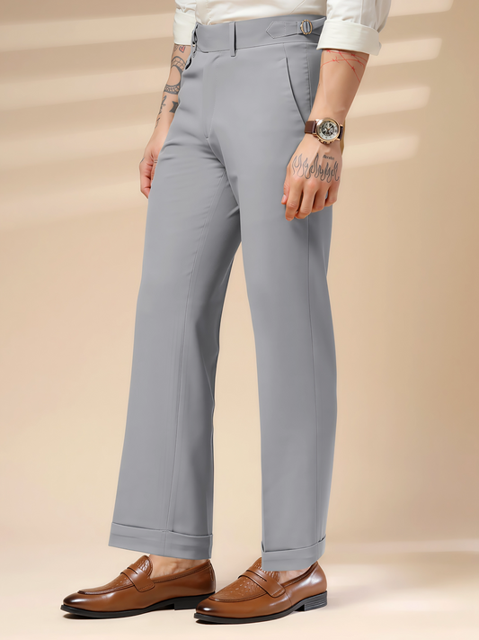 Ash Grey Single Buckle Gurkha Pants