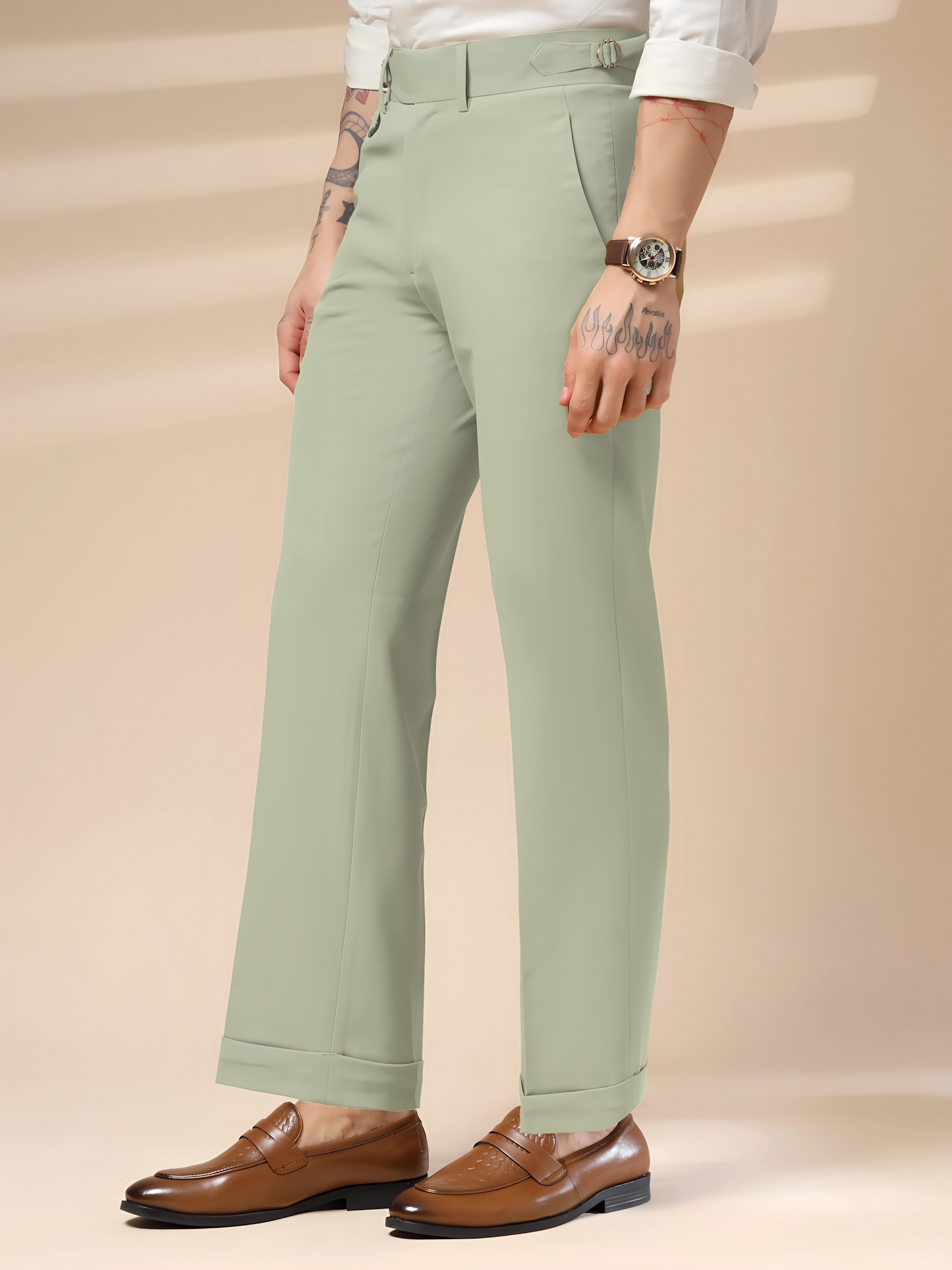 Lime Single Buckle Gurkha Pants