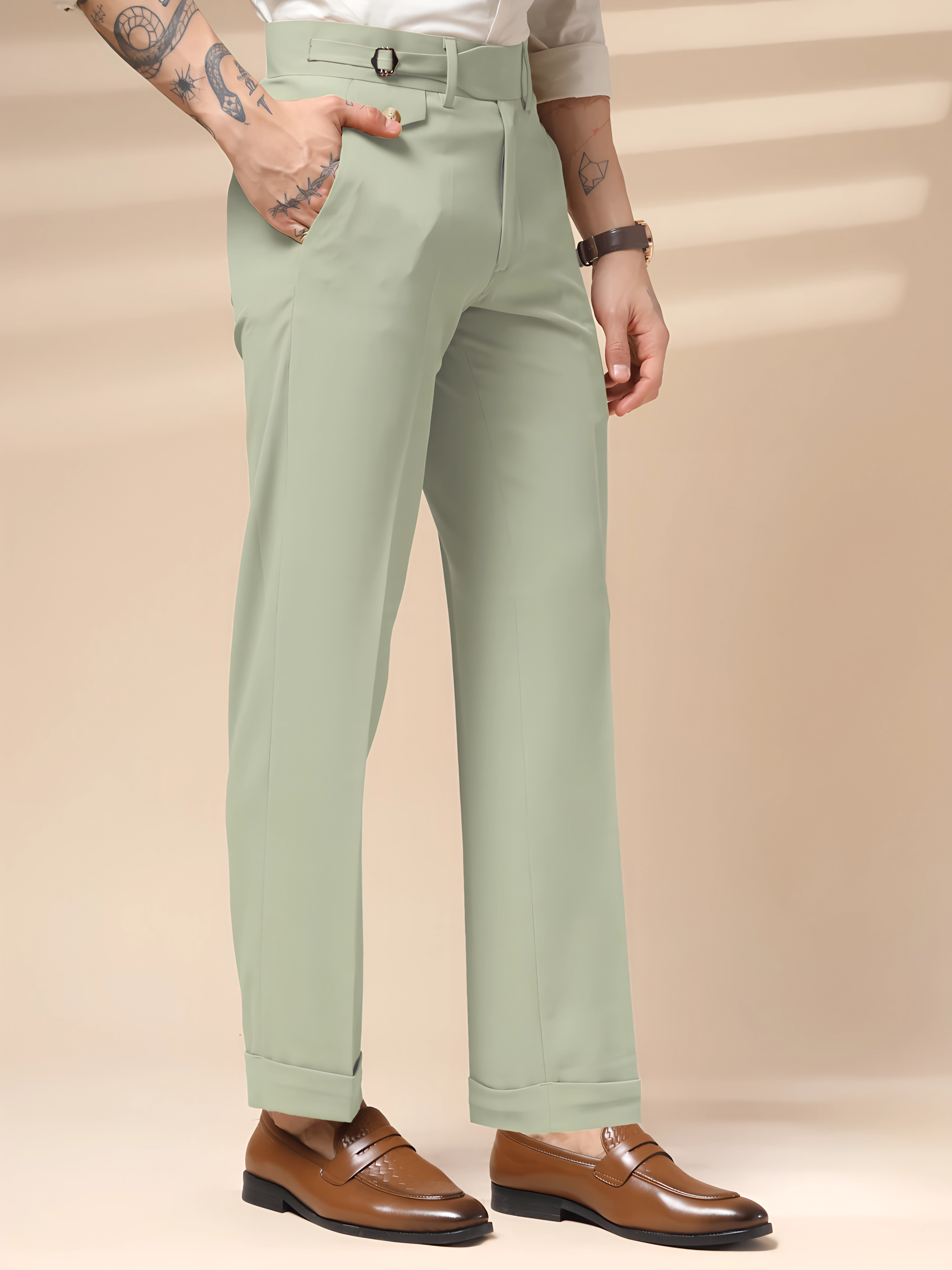 Lime Single Buckle Gurkha Pants by ITALIAN VEGA®