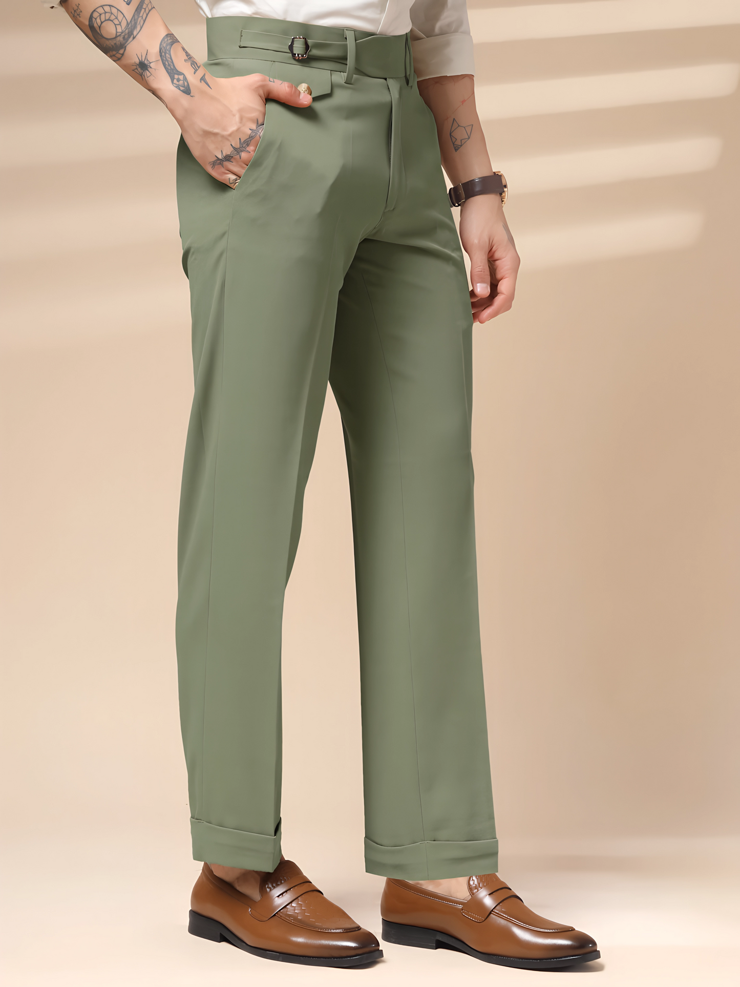 Pebble Single Buckle Gurkha Pants