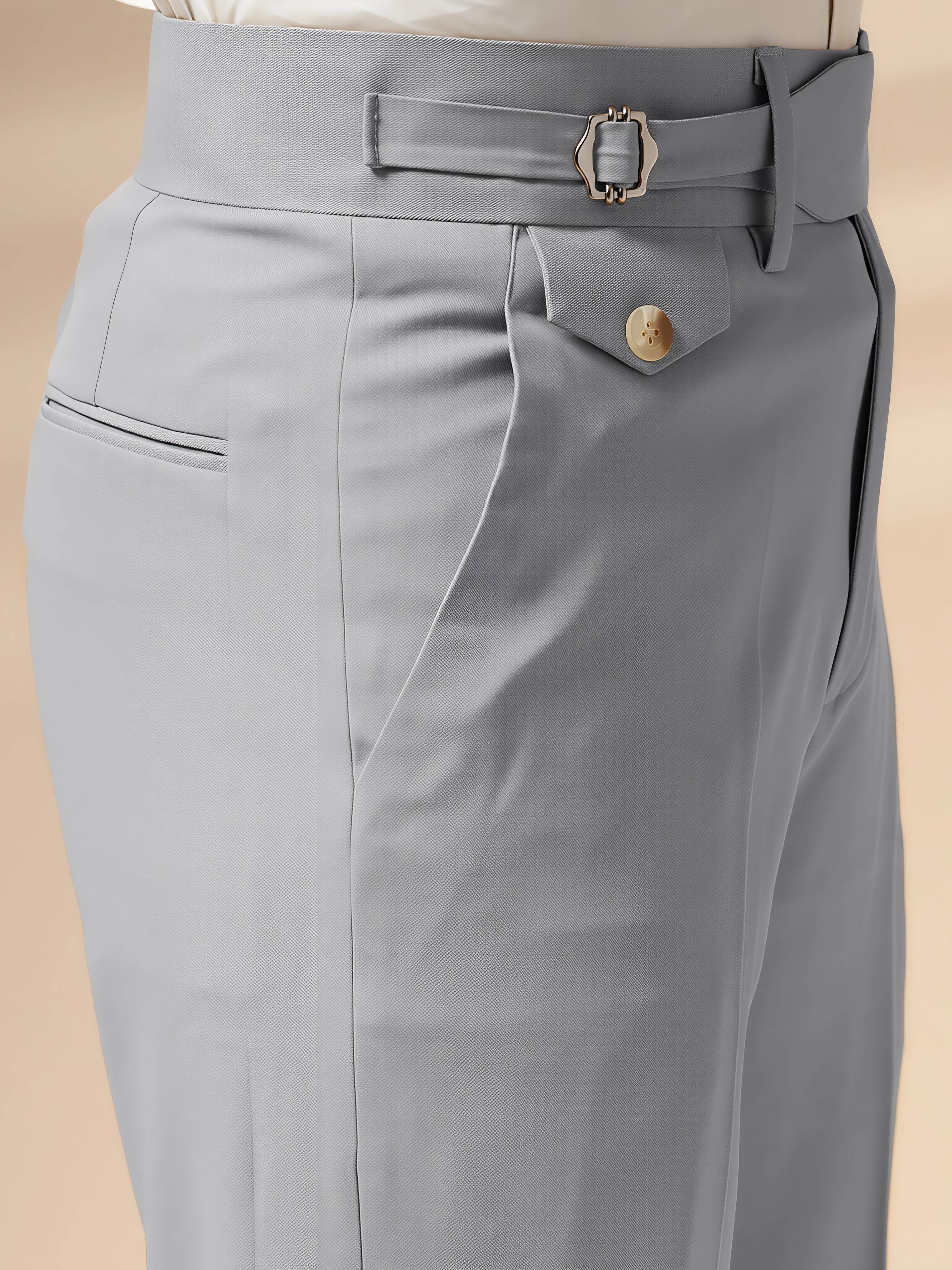 Ash Grey Single Buckle Gurkha Pants by ITALIAN VEGA®