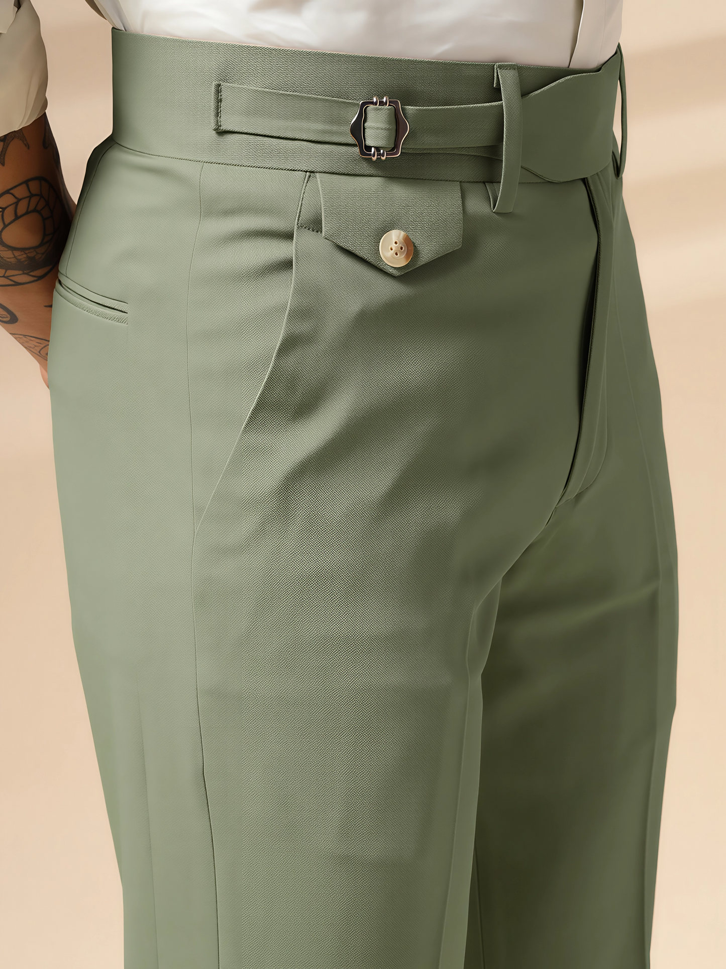 Pebble Single Buckle Gurkha Pants