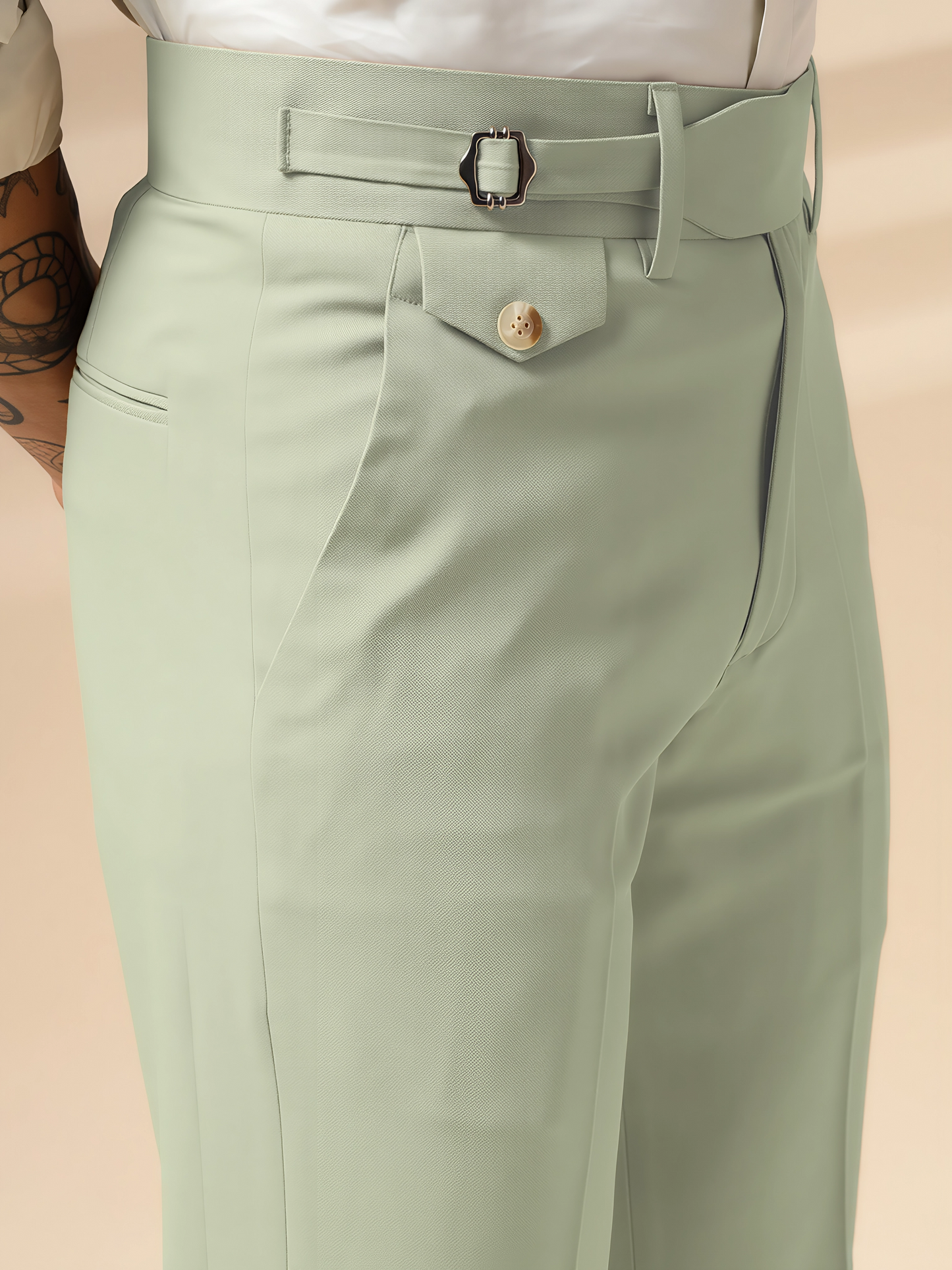 Lime Single Buckle Gurkha Pants