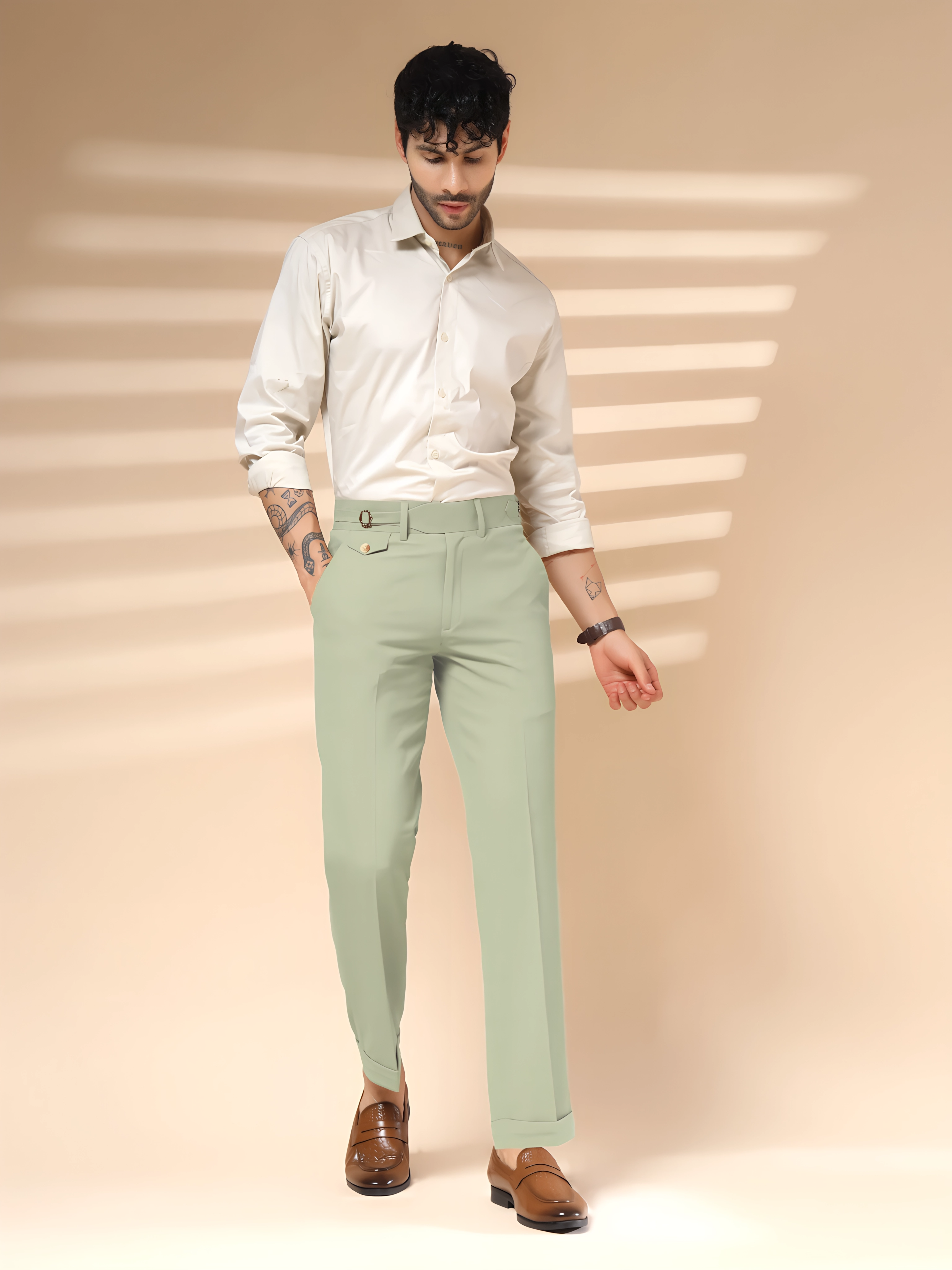Lime Single Buckle Gurkha Pants by ITALIAN VEGA®
