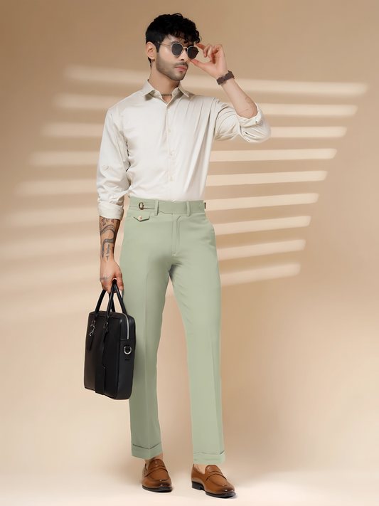 Lime Single Buckle Gurkha Pants