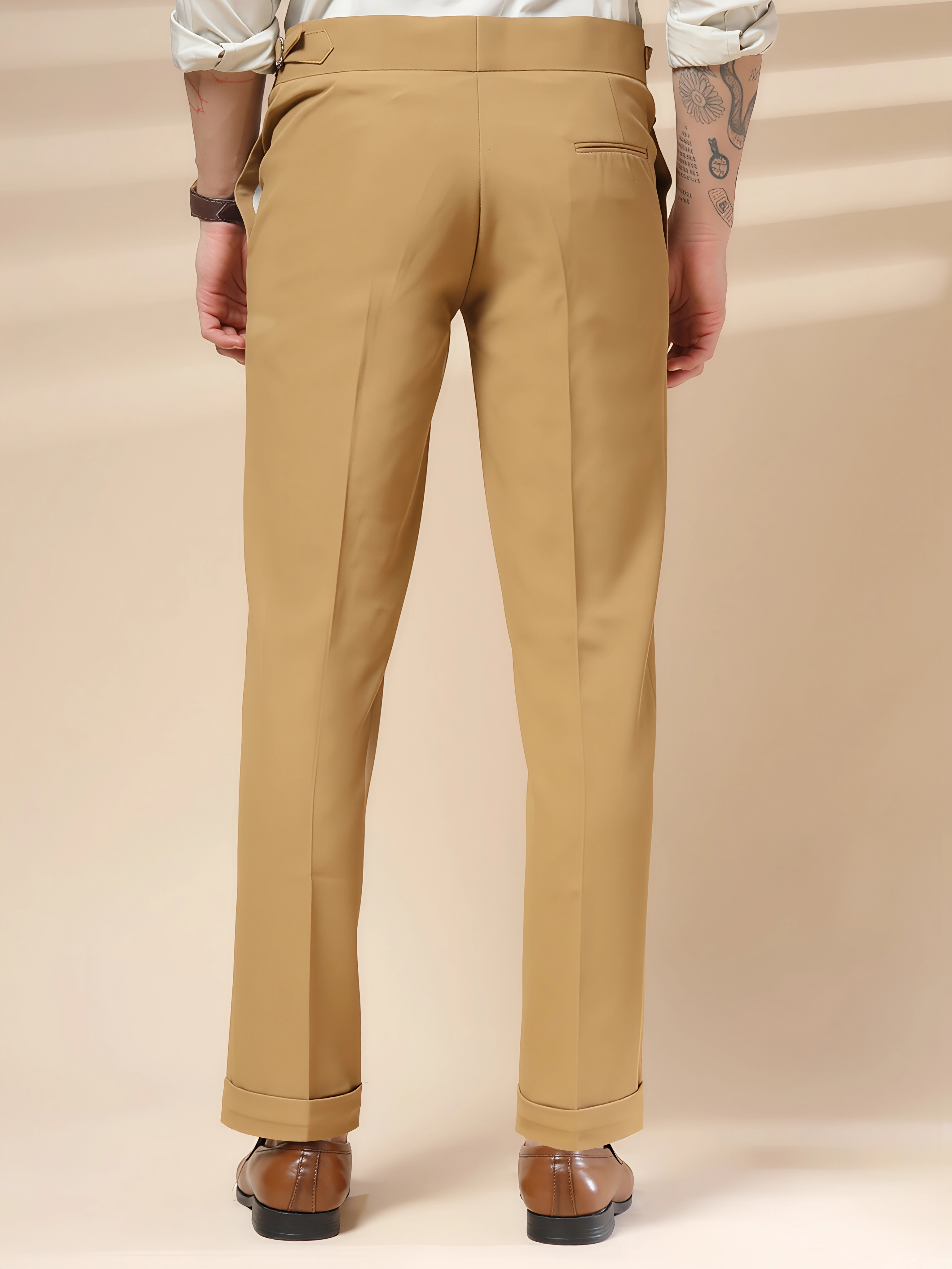 Camel Single Buckle Gurkha Pants by ITALIAN VEGA®