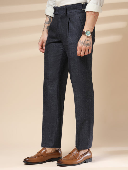 Navy Oxford Herringbone Gurkha Pants | Boot Cut Fit by Italian Vega®