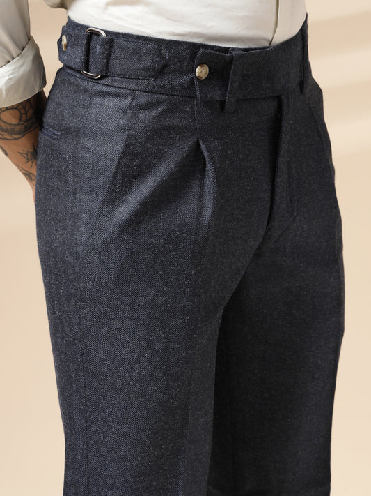 Navy Oxford Herringbone Gurkha Pants | Boot Cut Fit by Italian Vega®