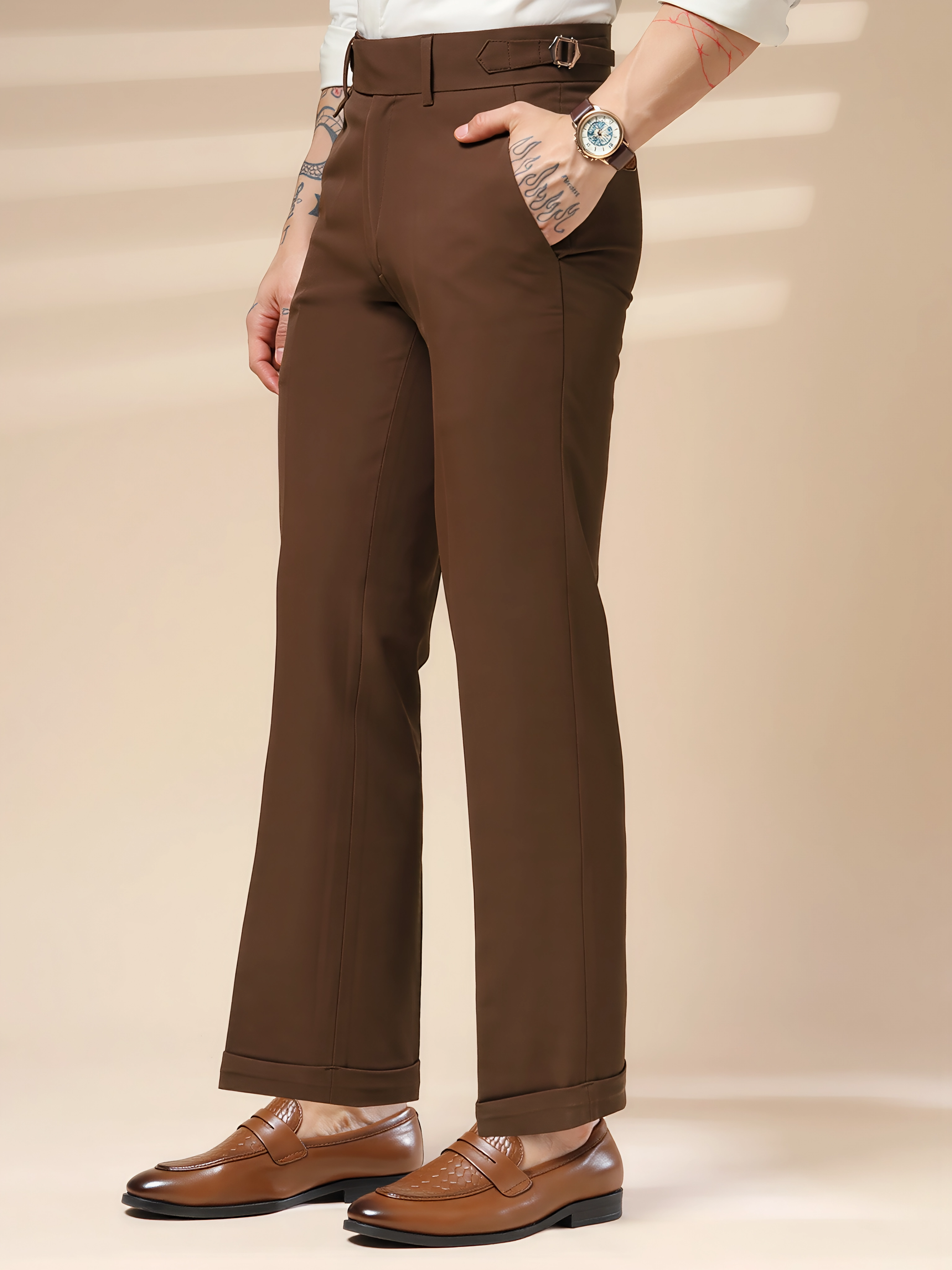 Brown Single Buckle Gurkha Pants by ITALIAN VEGA®