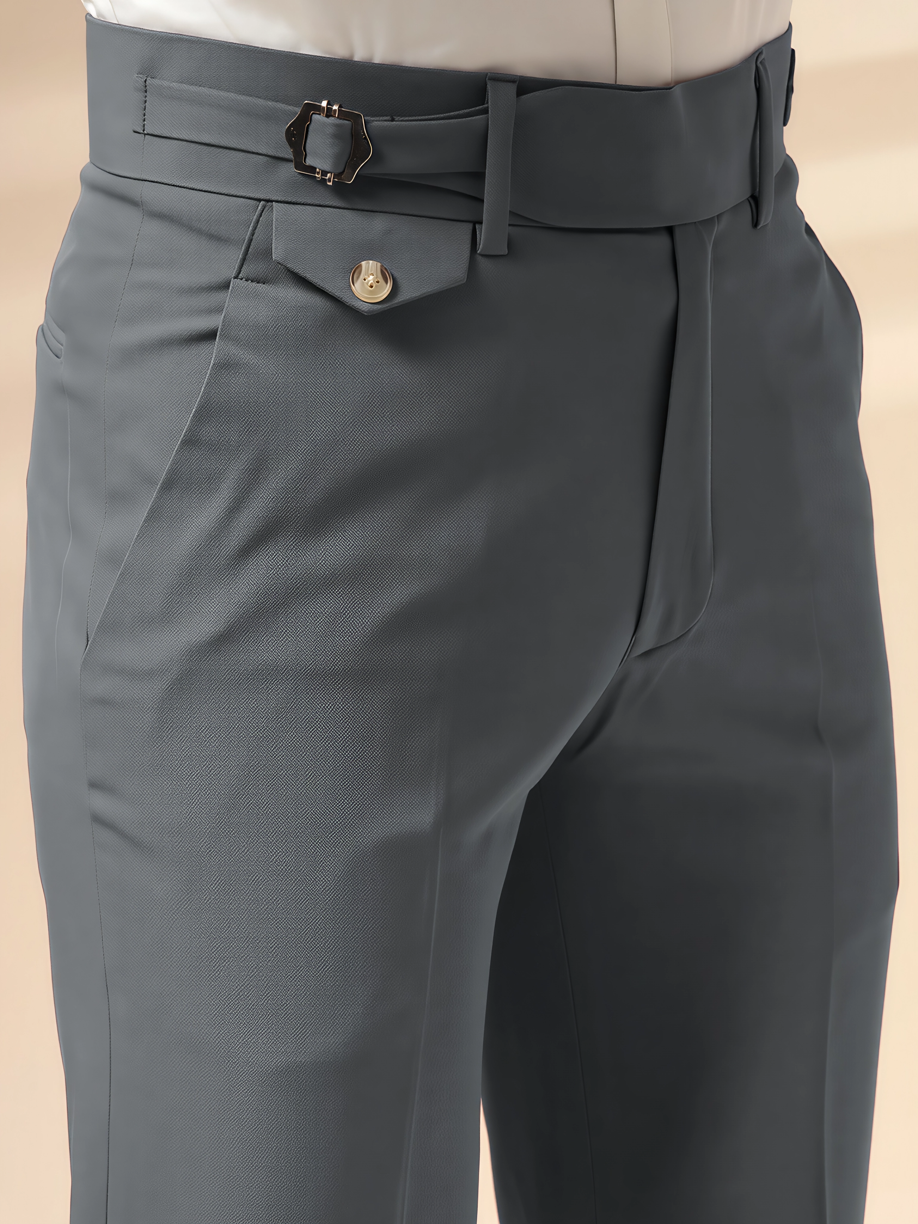 Stone Grey Single Buckle Gurkha Pants by ITALIAN VEGA®