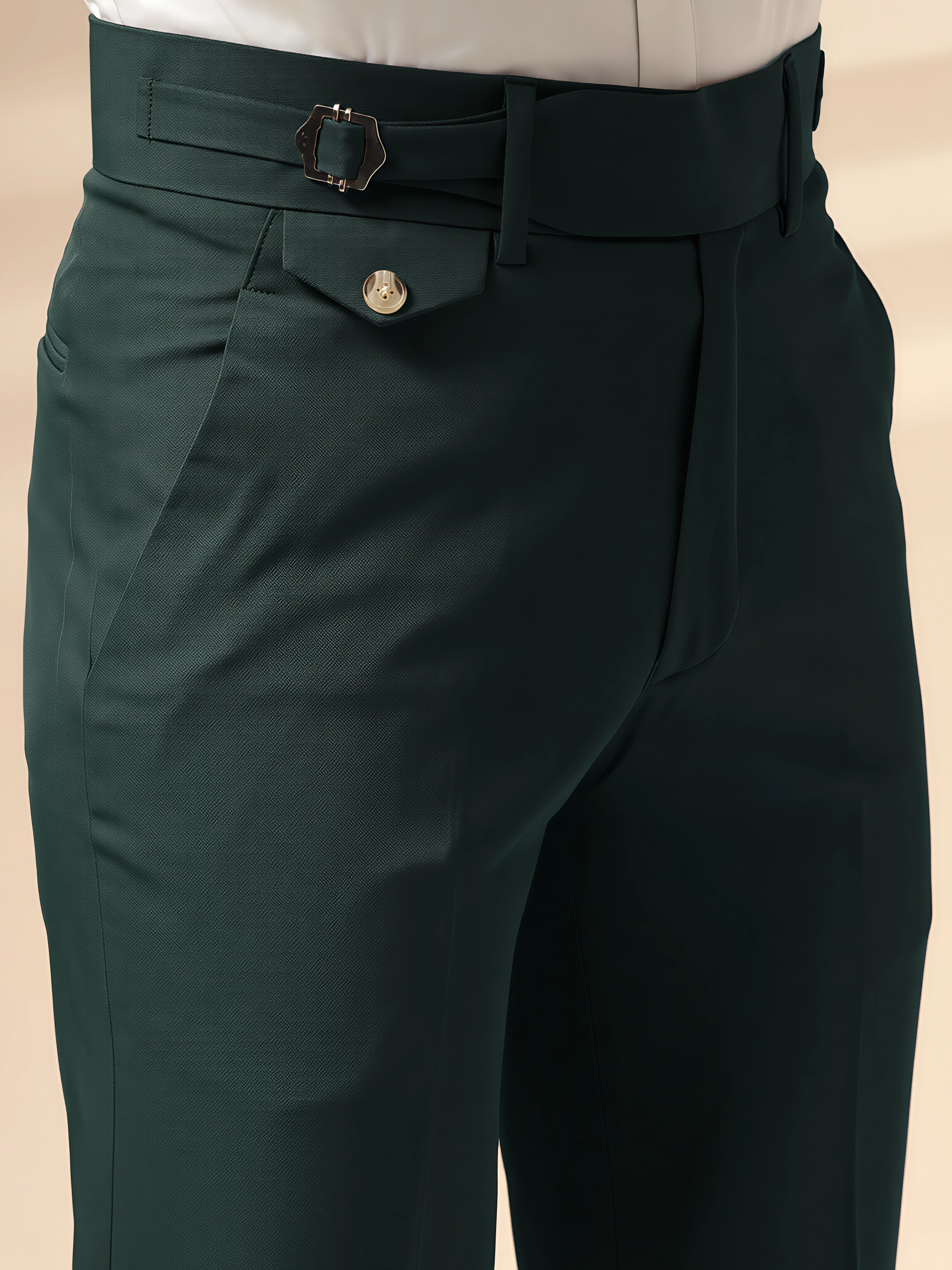Bottle Green Single Buckle Gurkha Pants by ITALIAN VEGA®