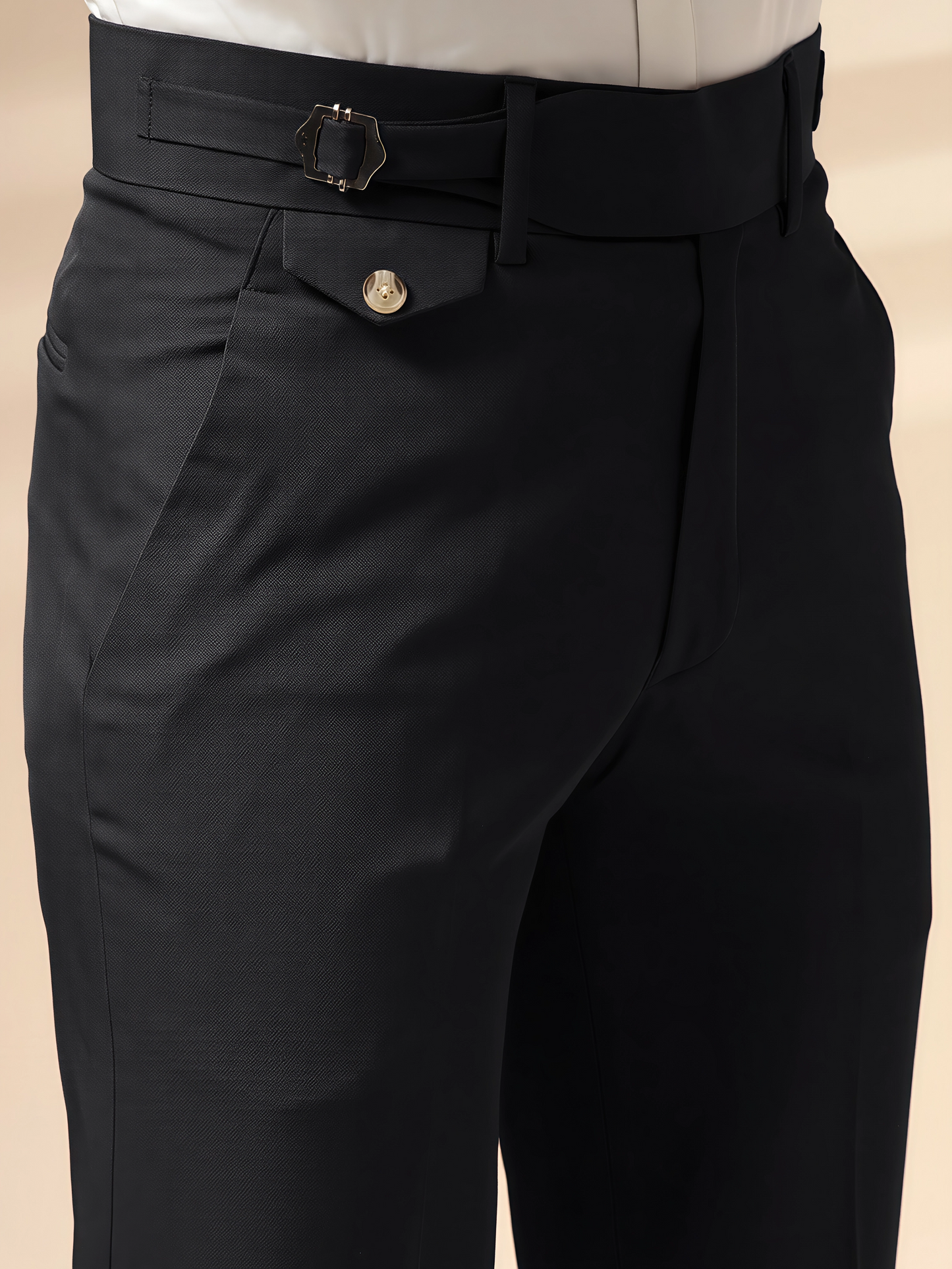 Black Single Buckle Gurkha Pants
