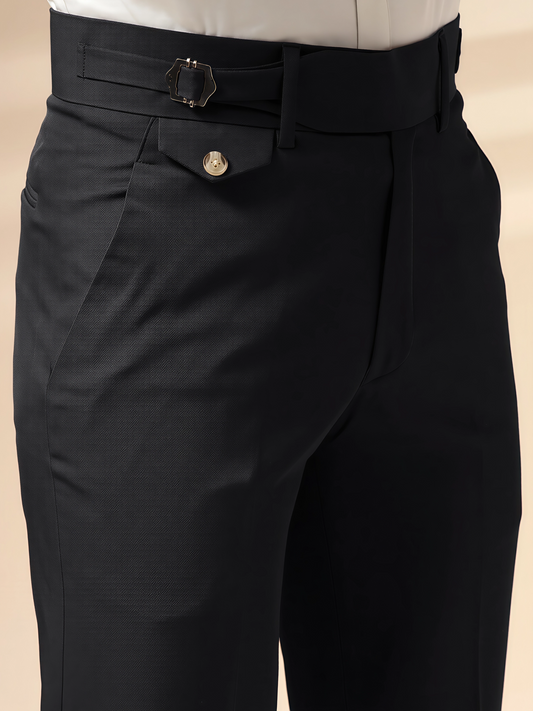 Black Single Buckle Gurkha Pants