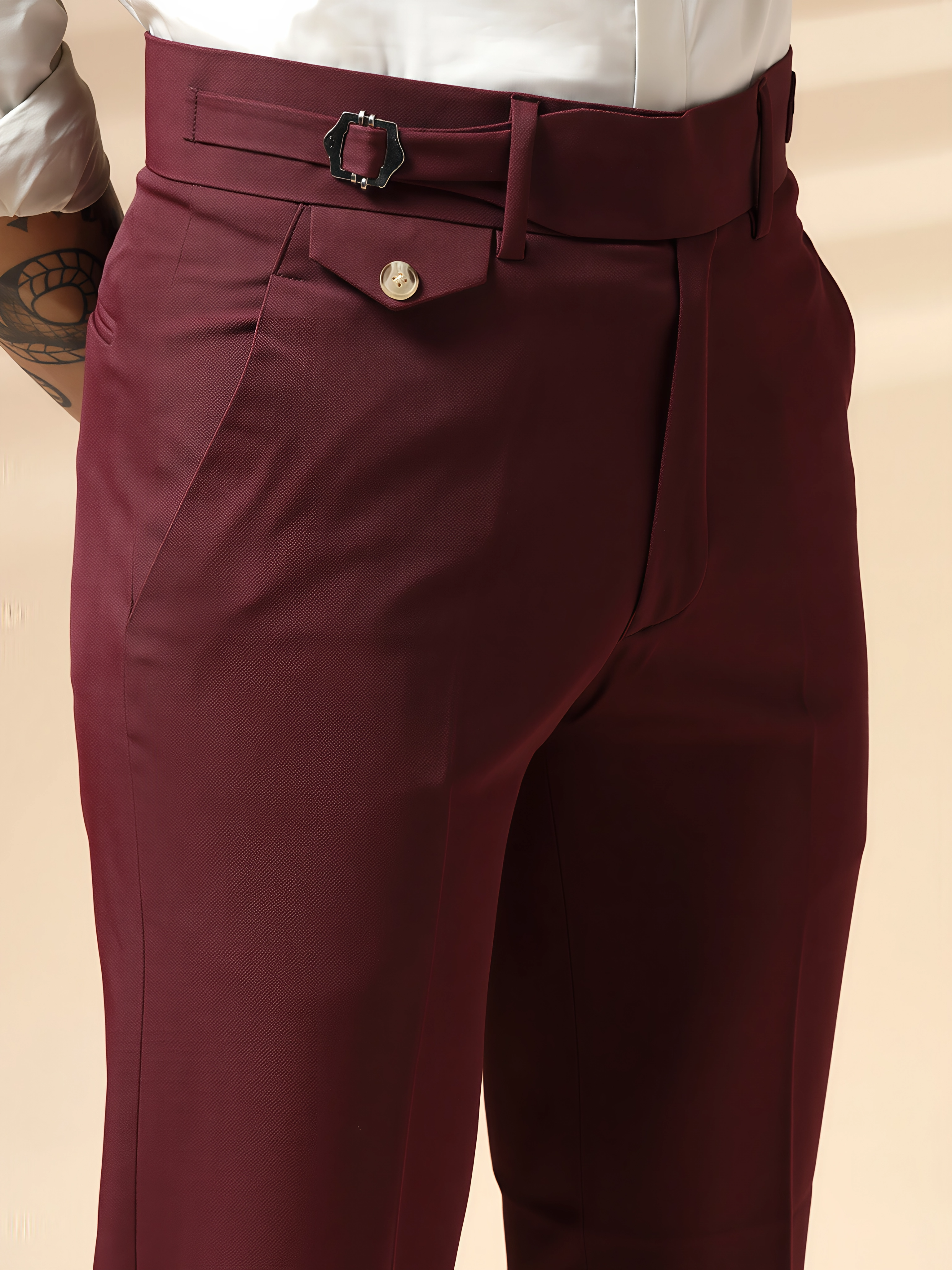 Wine Single Buckle Gurkha Pants by ITALIAN VEGA®