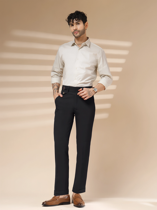 Black Single Buckle Gurkha Pants