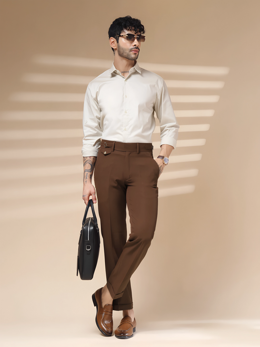 Brown Single Buckle Gurkha Pants