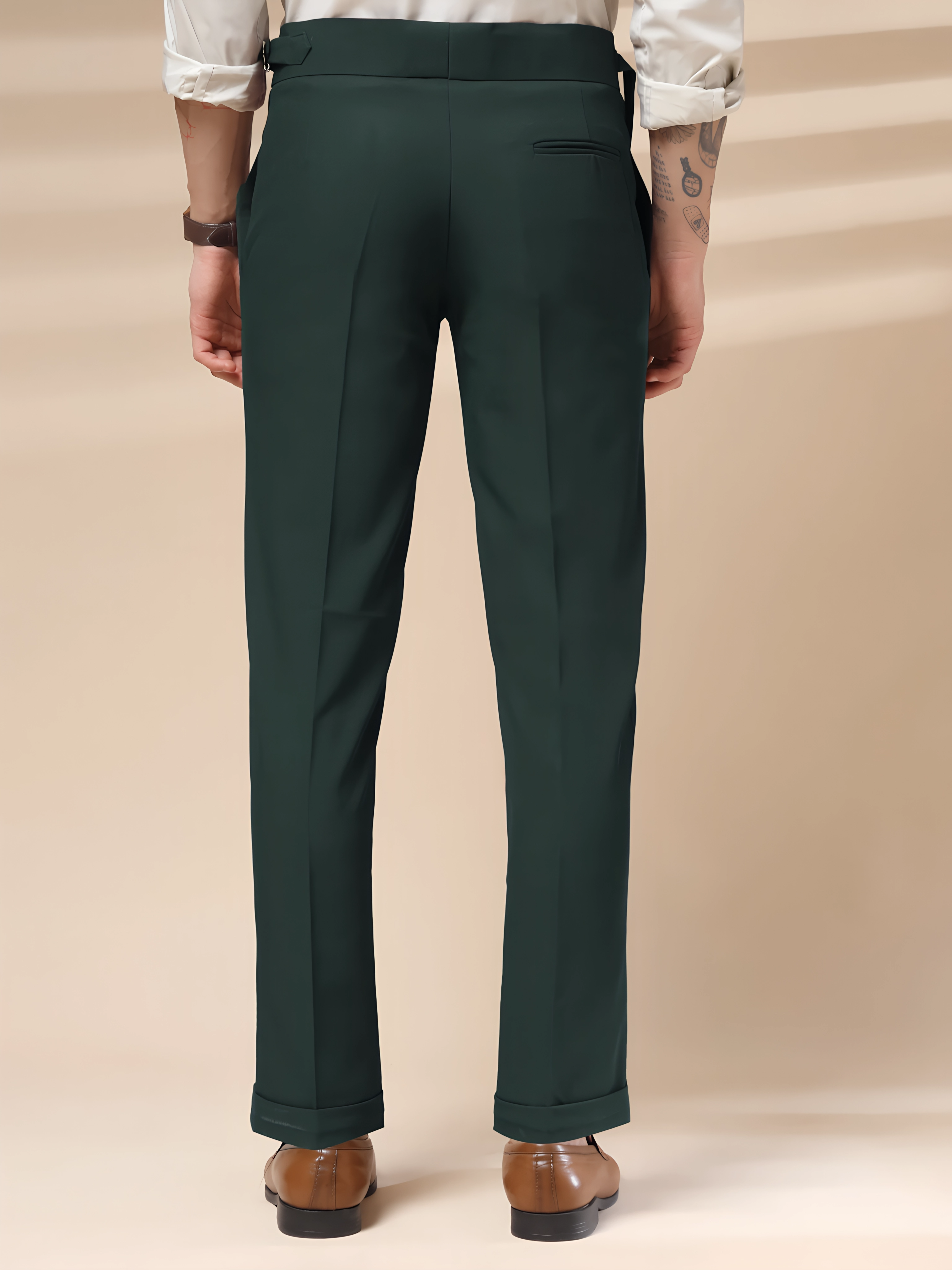 Bottle Green Single Buckle Gurkha Pants by ITALIAN VEGA®