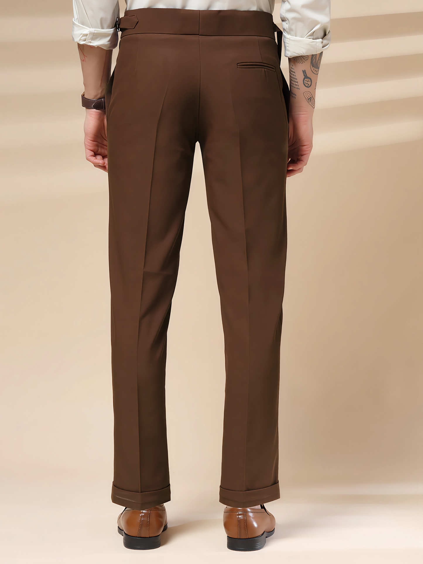 Brown Single Buckle Gurkha Pants