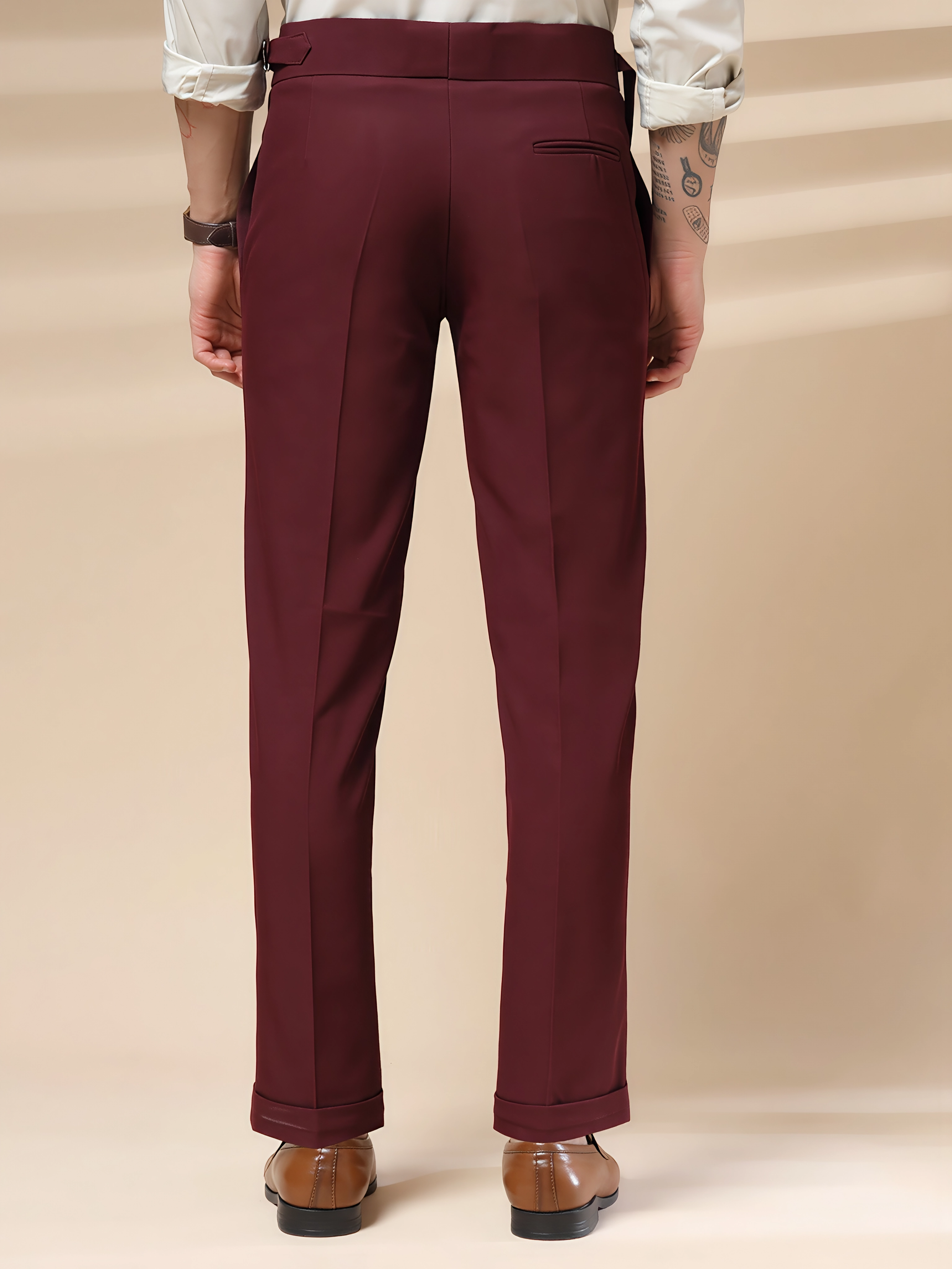 Wine Single Buckle Gurkha Pants by ITALIAN VEGA®
