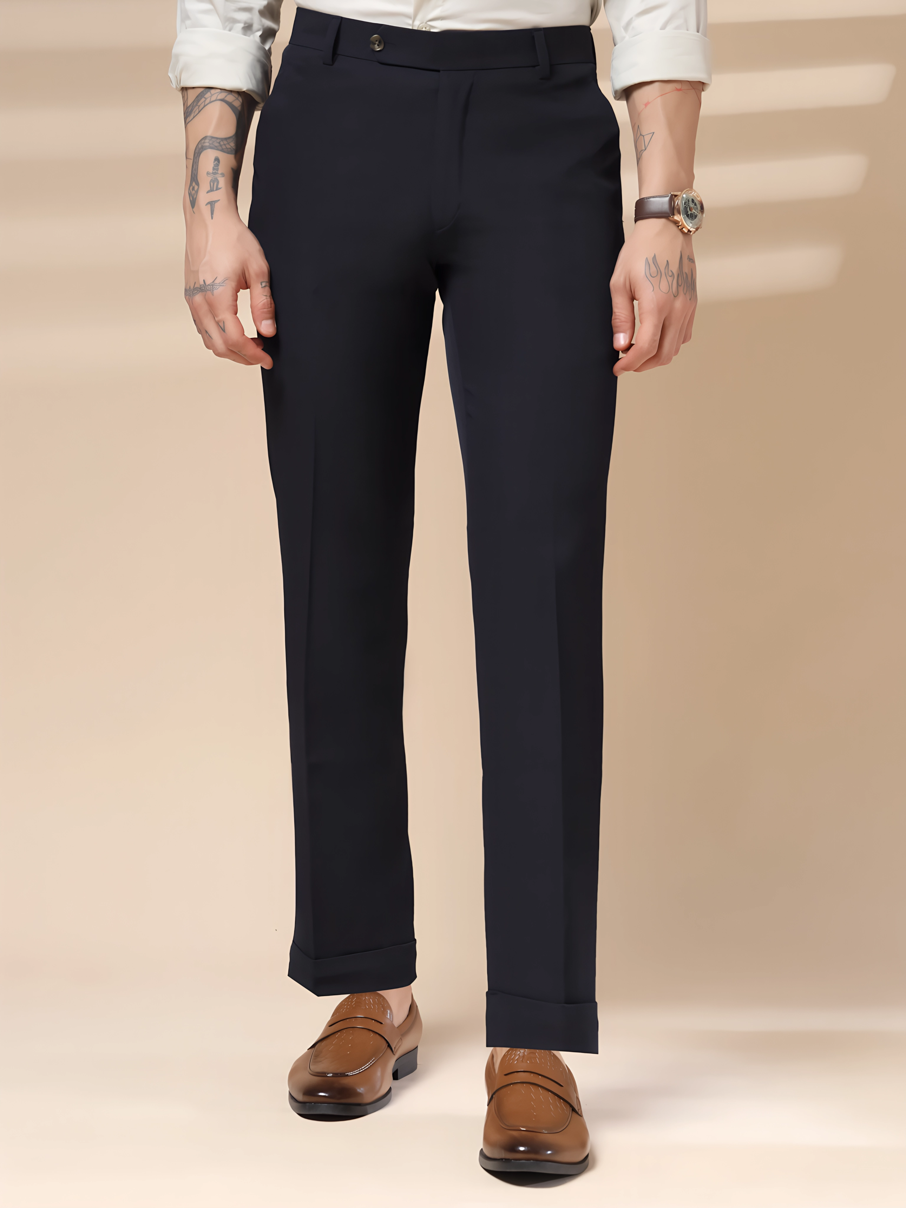 Navy Blue Men Formal Pants by ITALIAN VEGA®