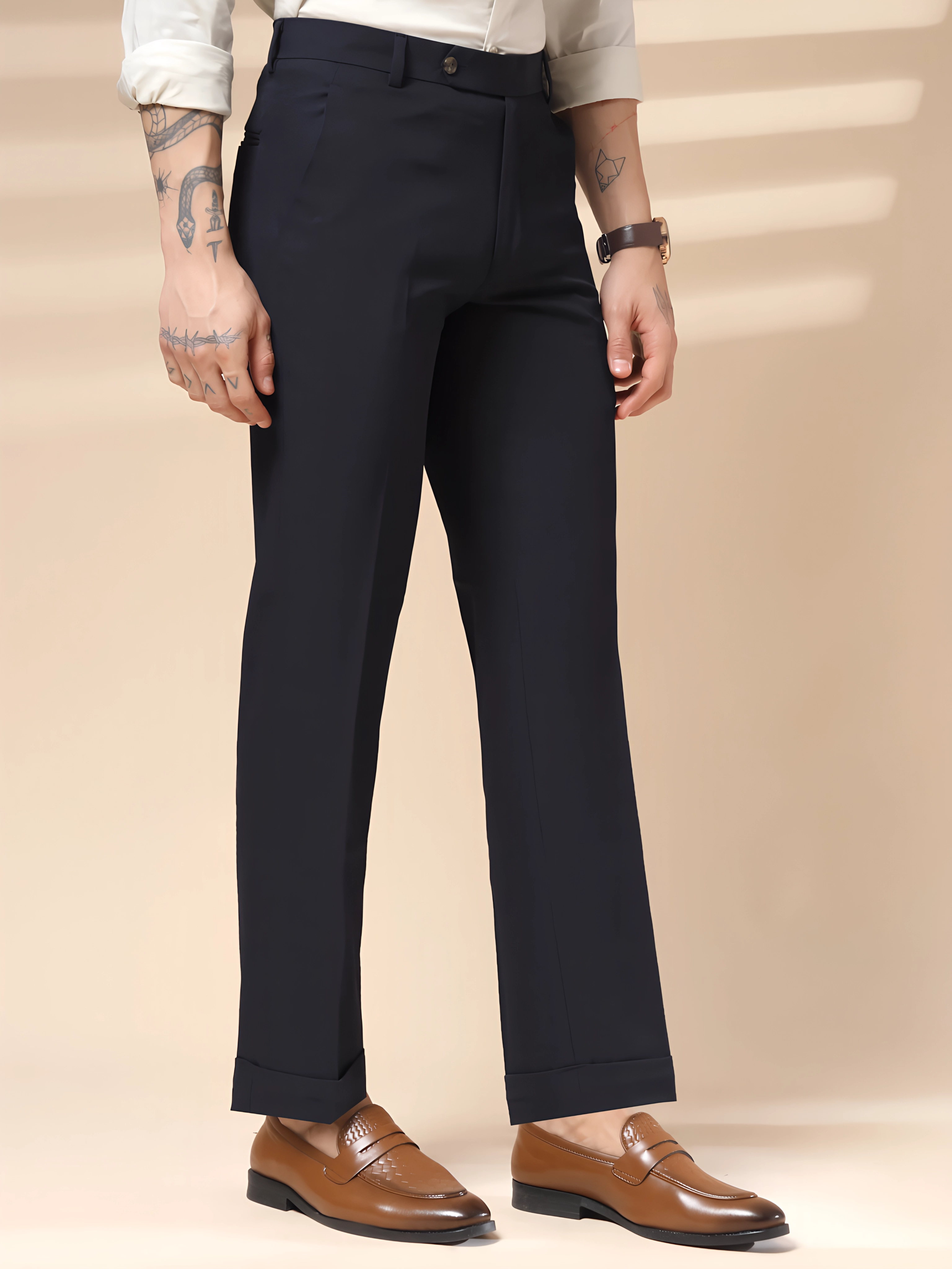 Navy Blue Men Formal Pants by ITALIAN VEGA®