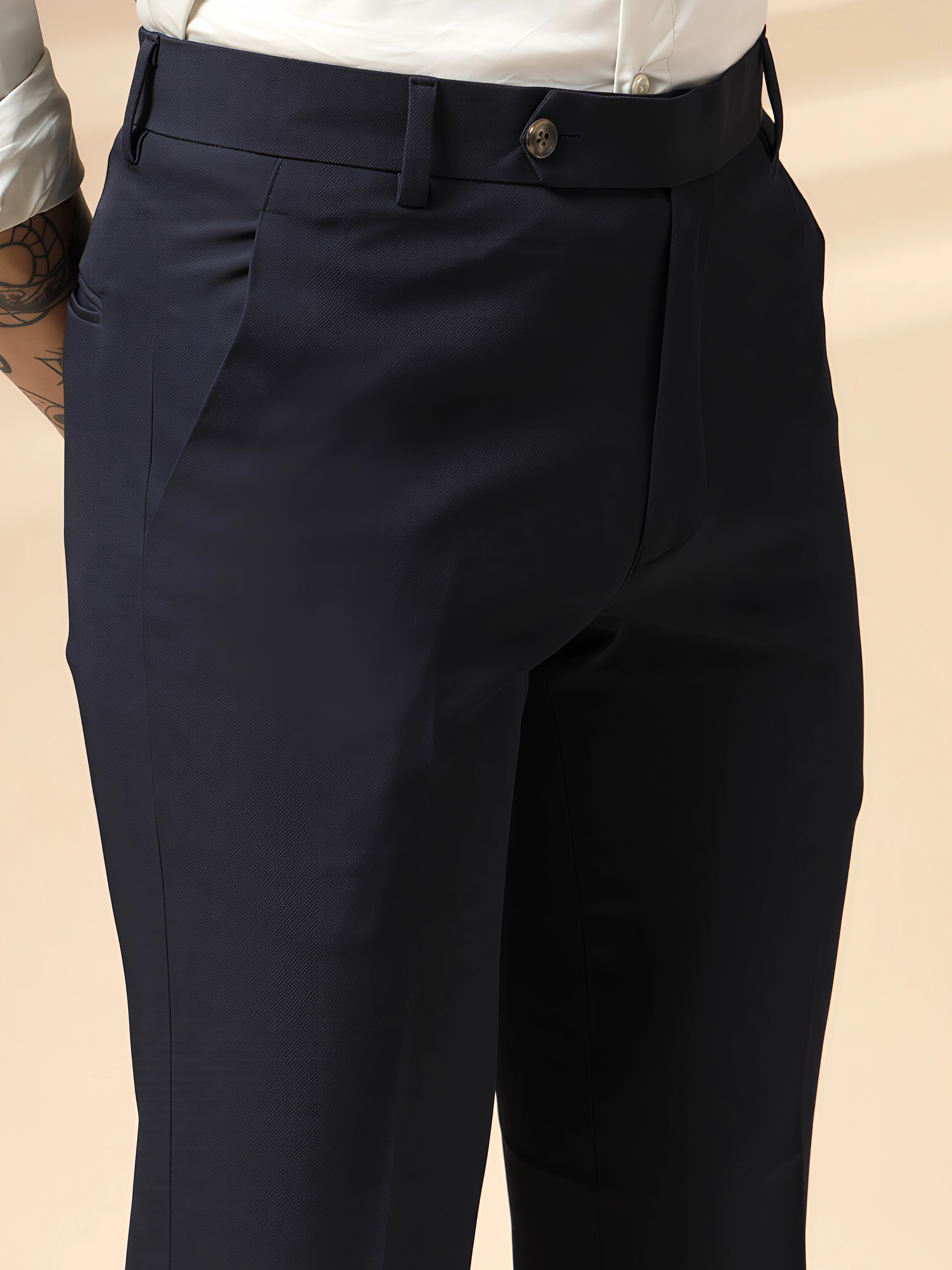 Navy Blue Men Formal Pants by ITALIAN VEGA®