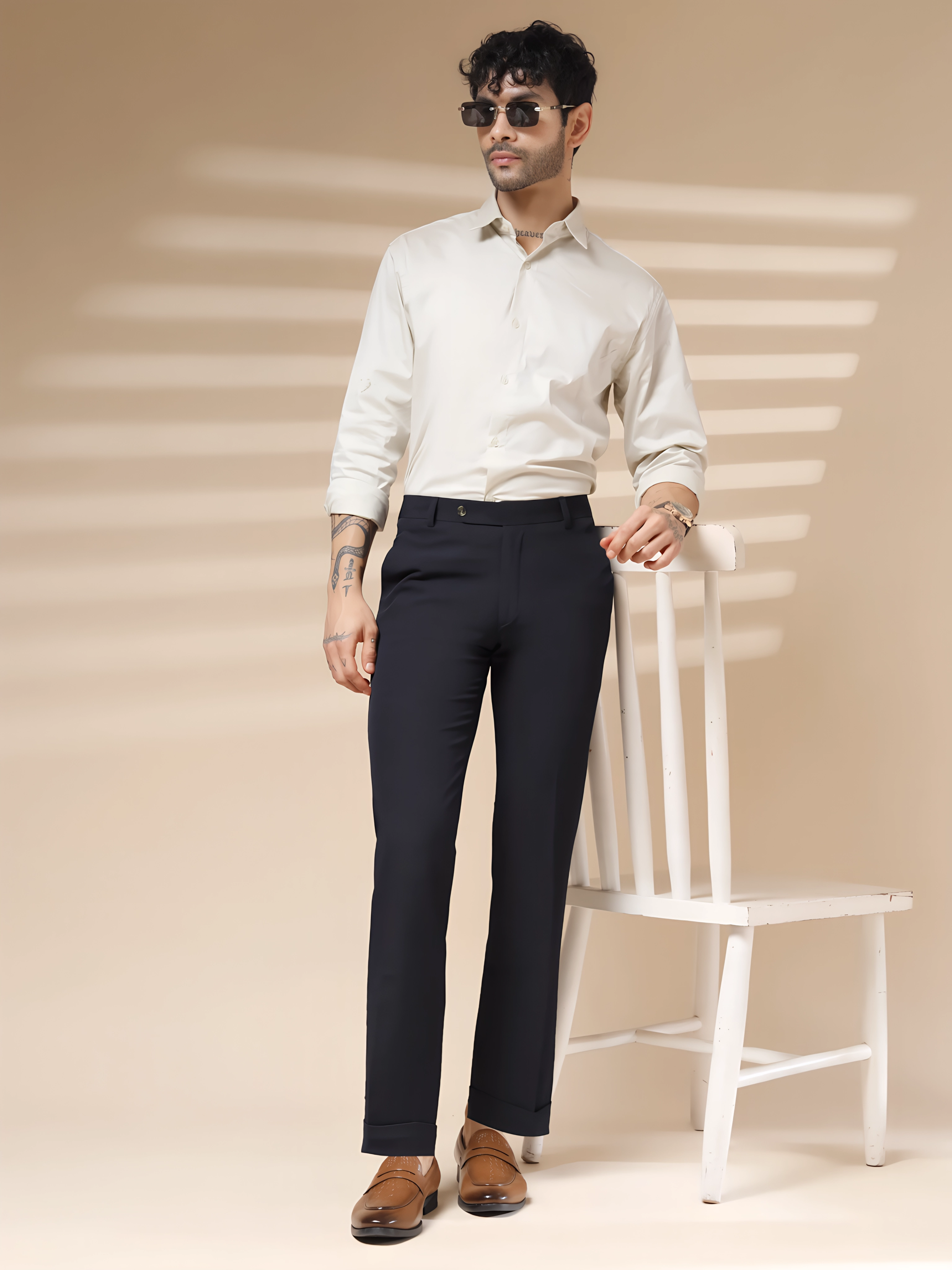 Navy Blue Men Formal Pants by ITALIAN VEGA®