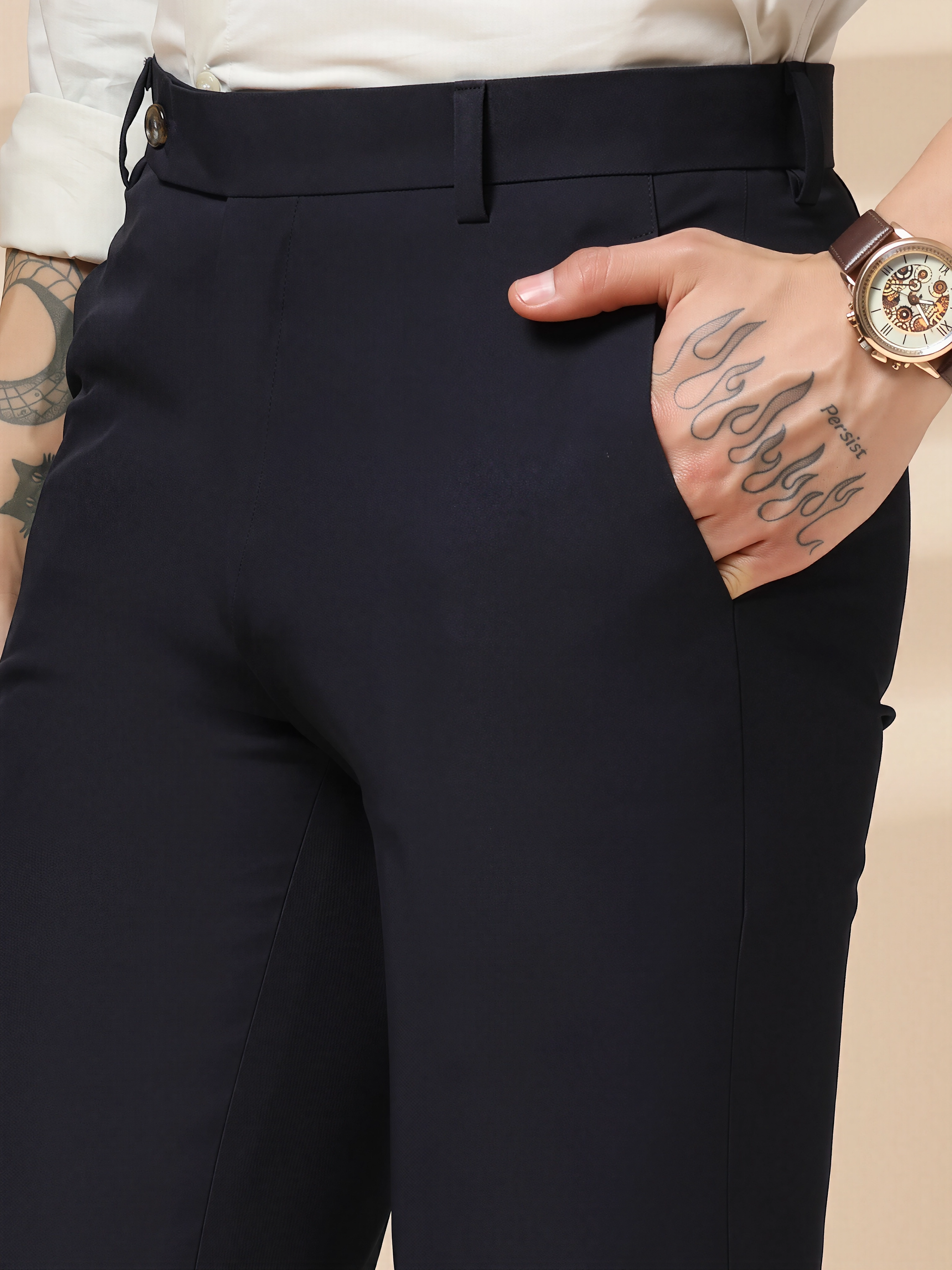 Navy Blue Men Formal Pants by ITALIAN VEGA®