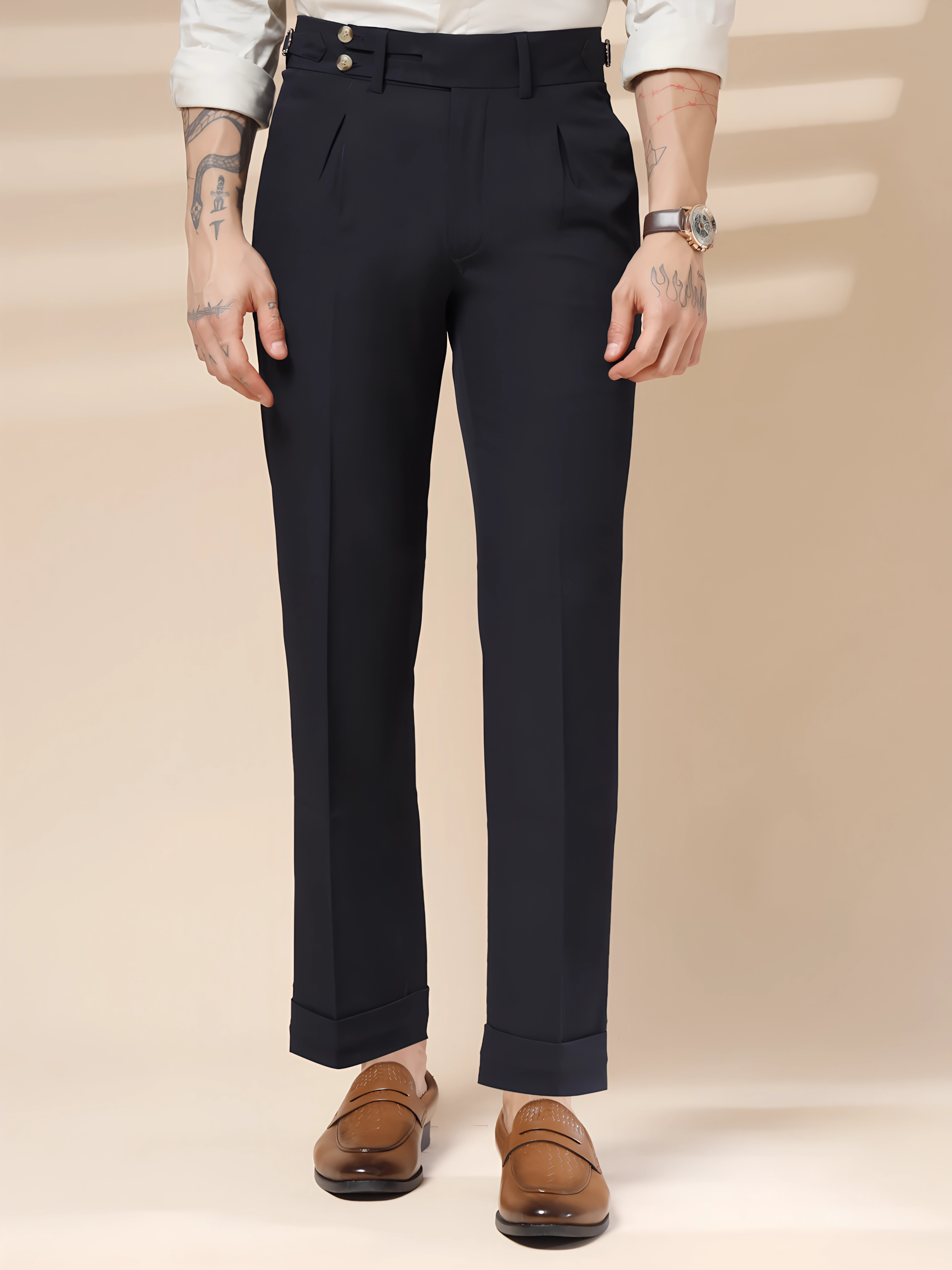 Navy Double Buttoned Gurkha Pants by ITALIAN VEGA®
