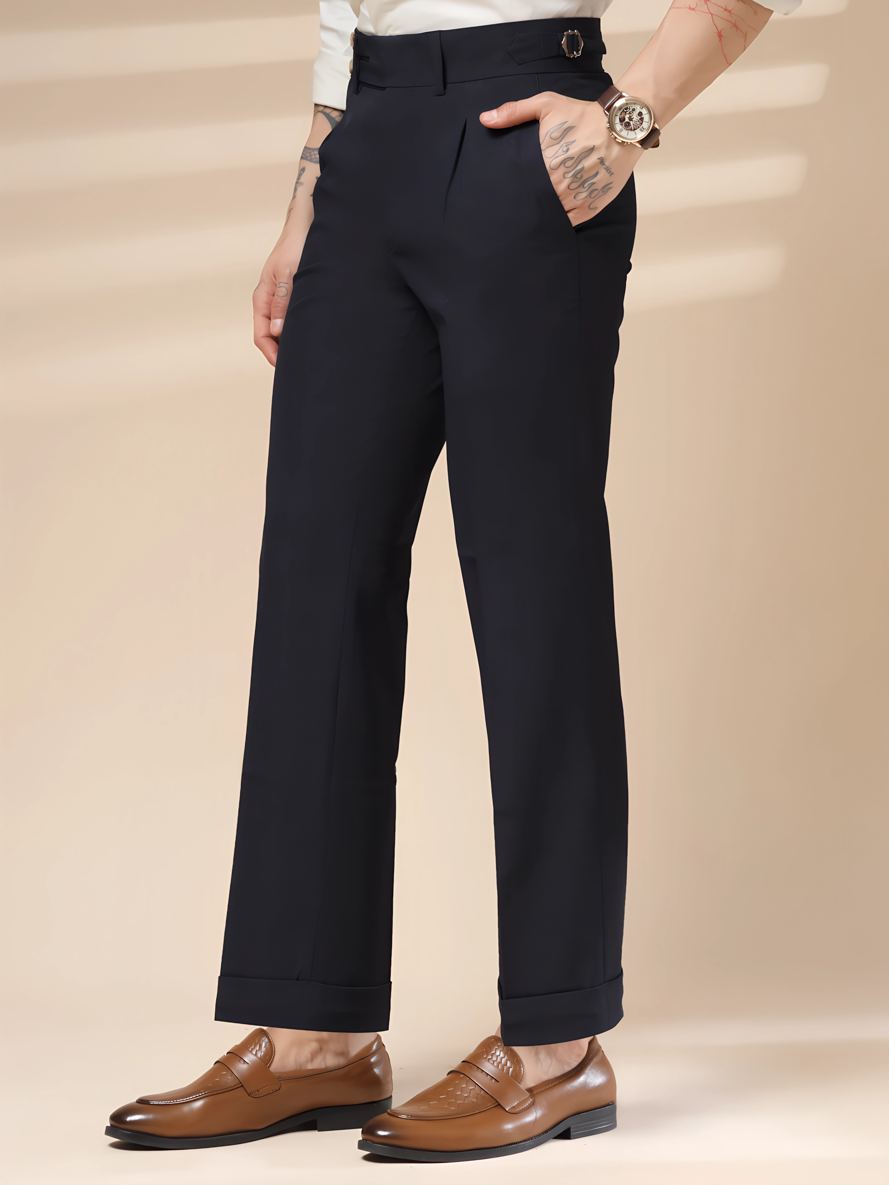 Navy Double Buttoned Gurkha Pants by ITALIAN VEGA®