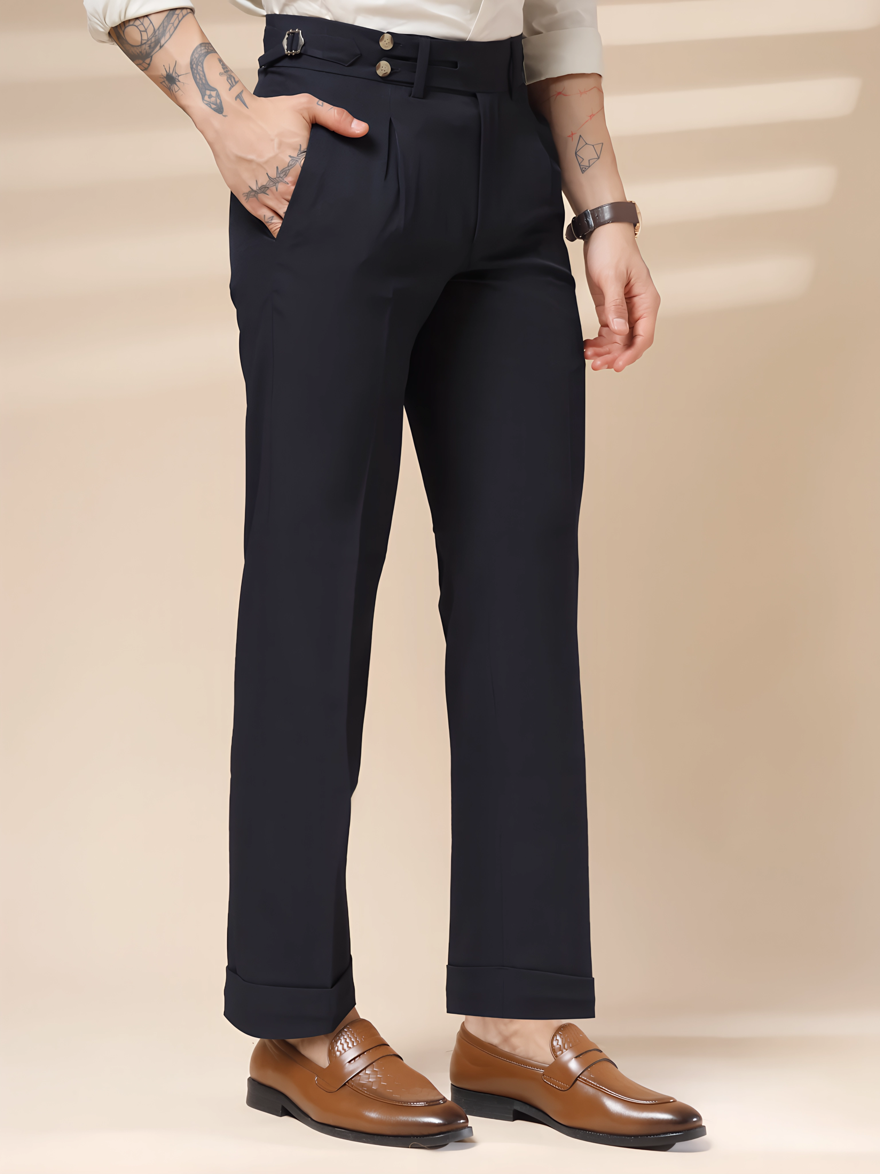 Navy Double Buttoned Gurkha Pants by ITALIAN VEGA®