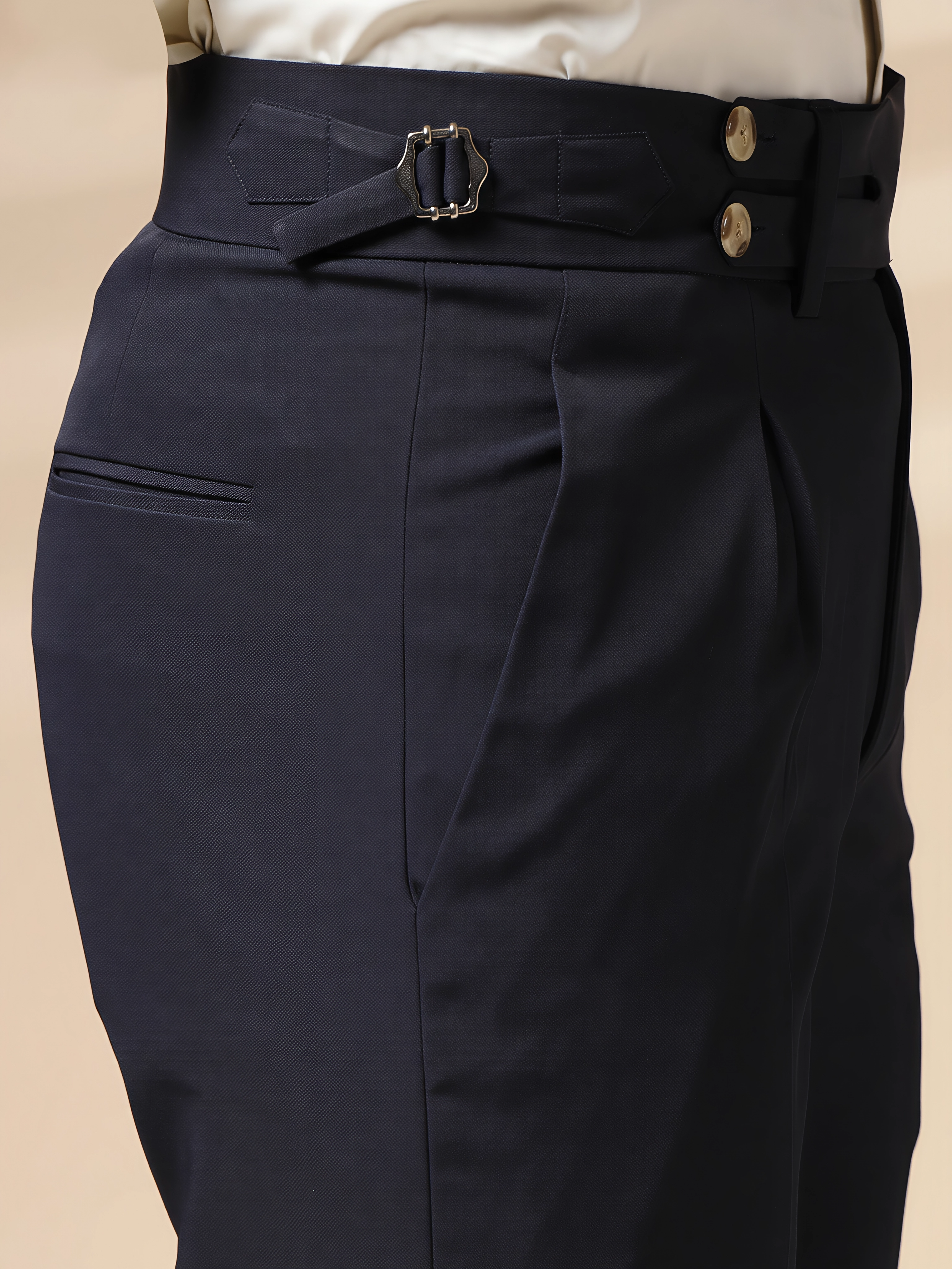Navy Double Buttoned Gurkha Pants by ITALIAN VEGA®