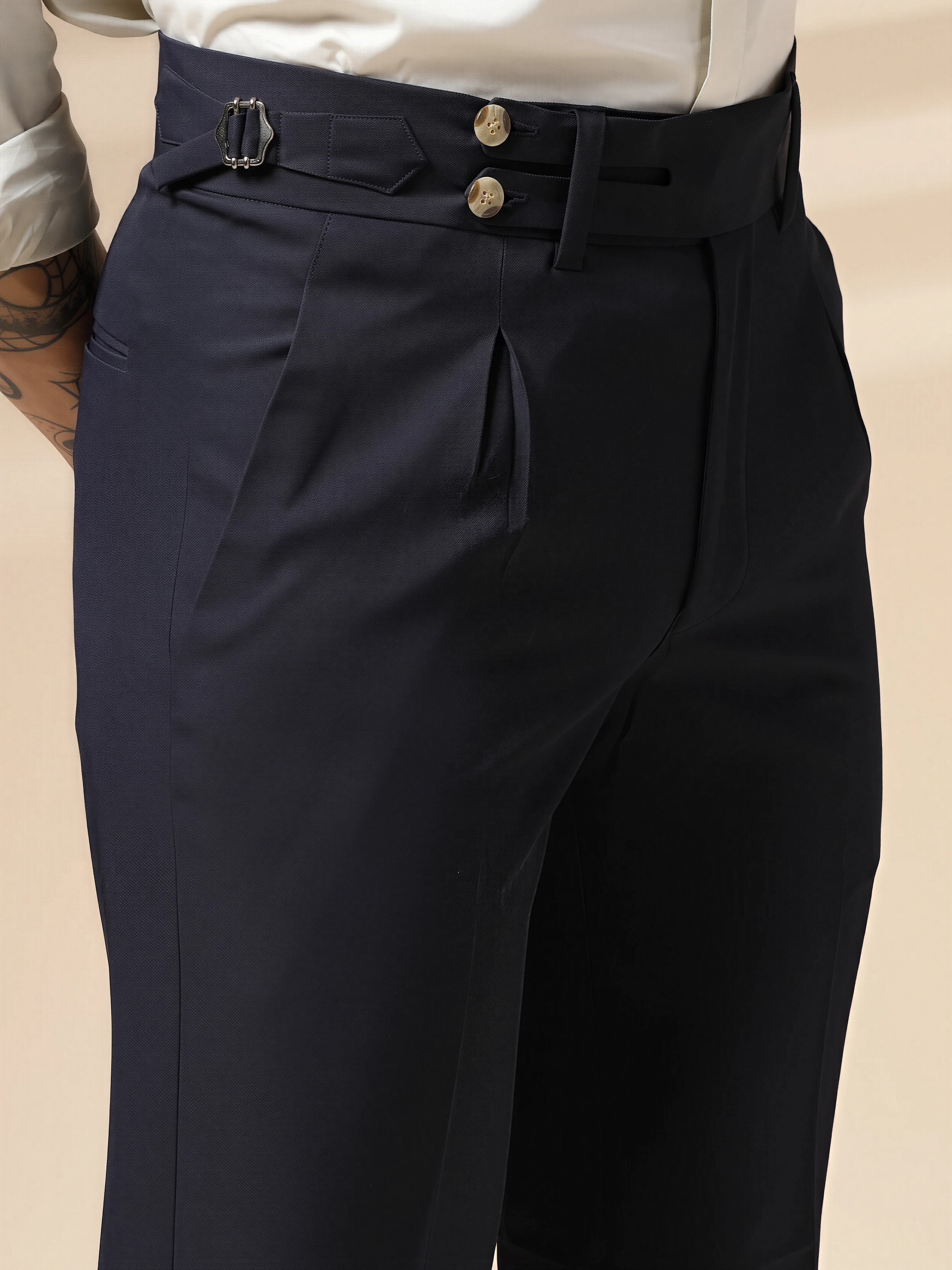 Navy Double Buttoned Gurkha Pants by ITALIAN VEGA®