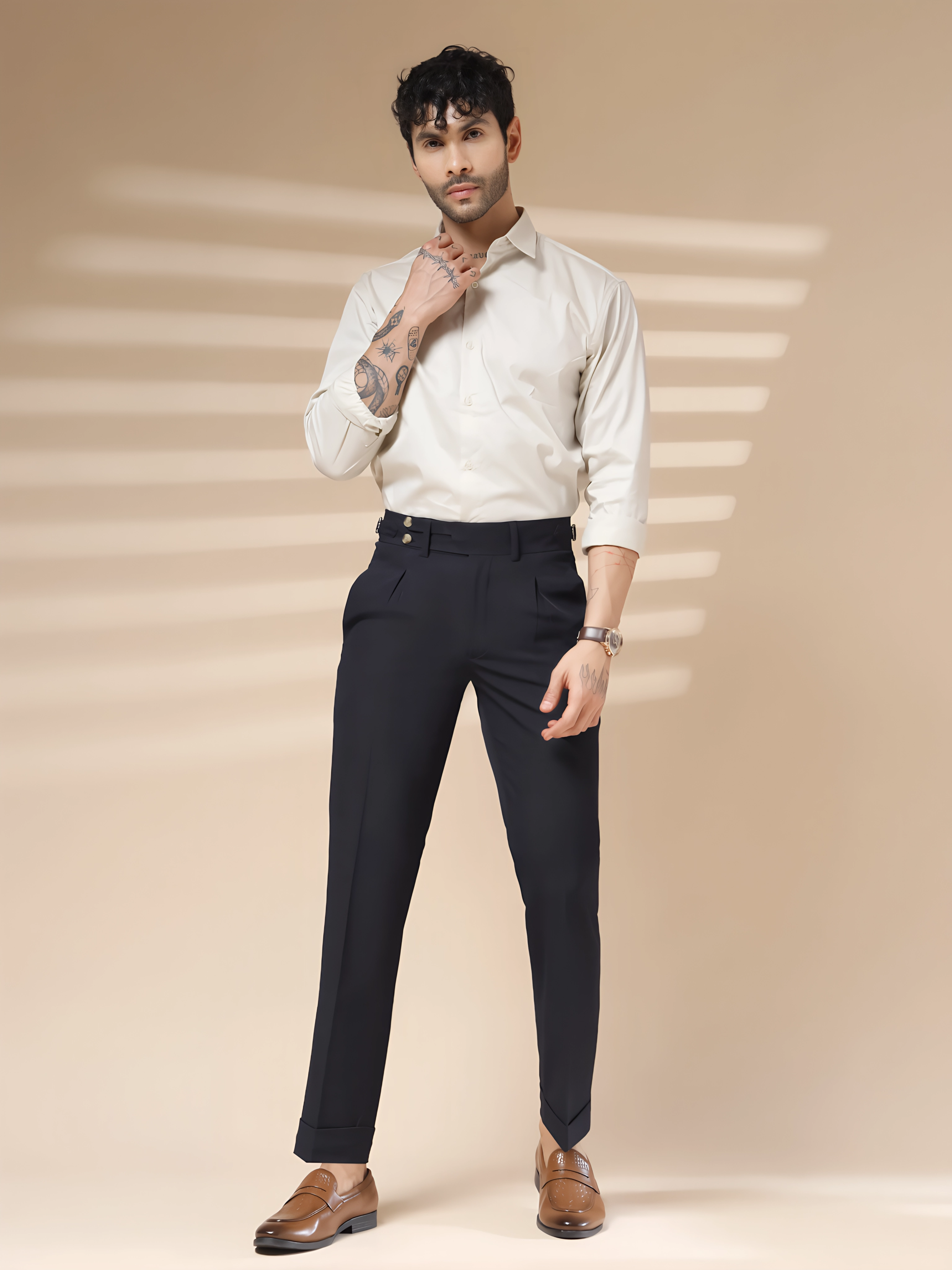 Navy Double Buttoned Gurkha Pants by ITALIAN VEGA®