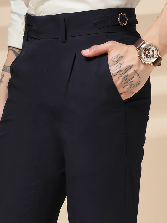 Navy Double Buttoned GURKHA PANTS by ITALIANVEGA™