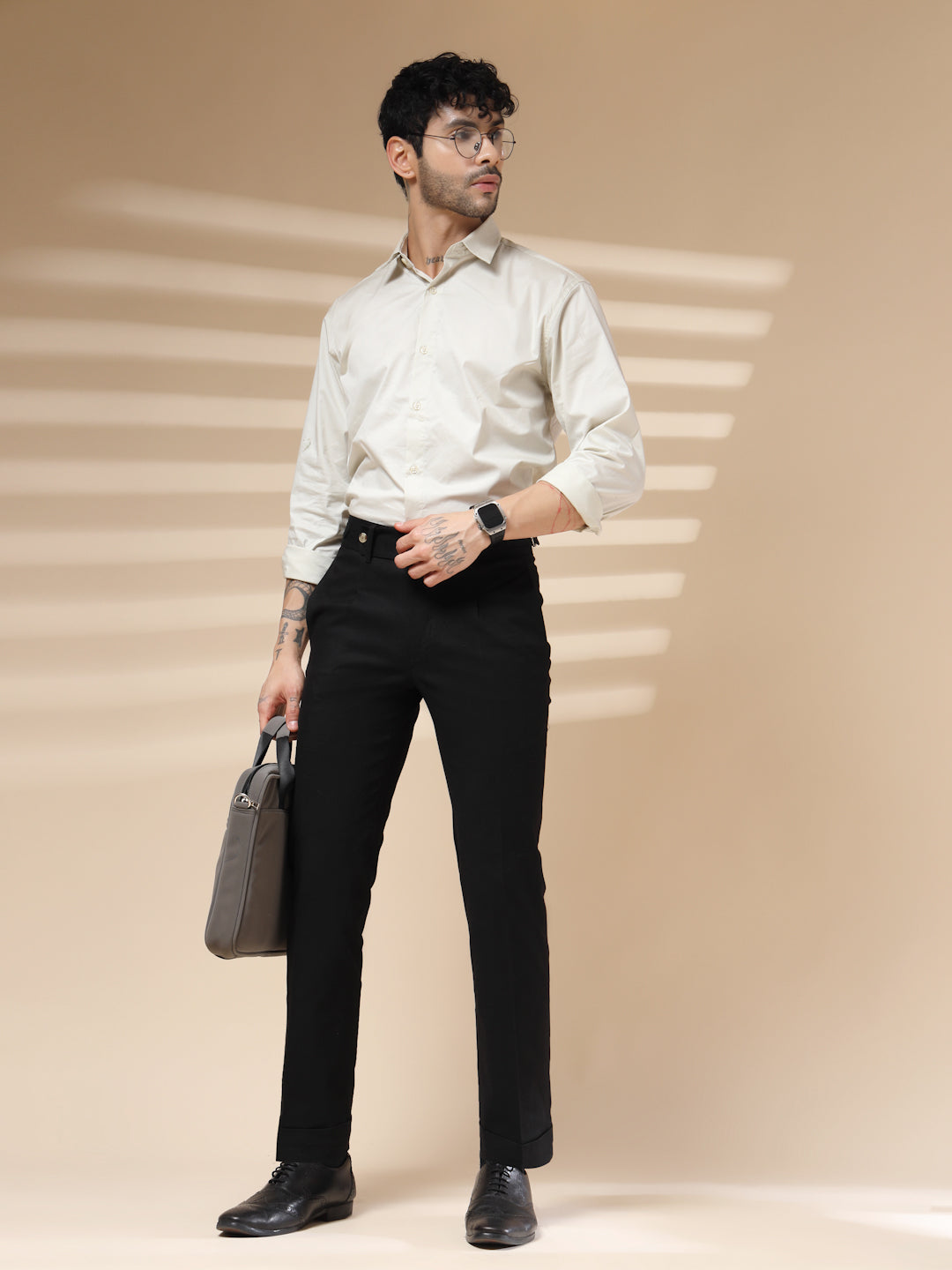 Black Elegant Linen Gurkha Pants | Boot Cut Fit by ITALIAN VEGA®