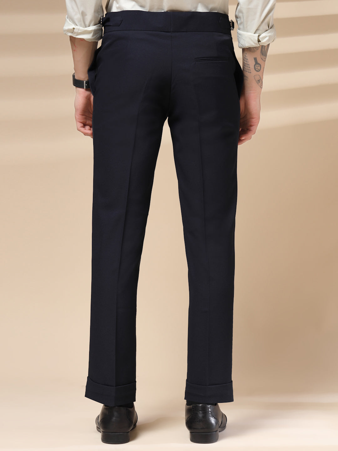 Navy Blue Italian Elegant Gurkha Trousers by Italian Vega®