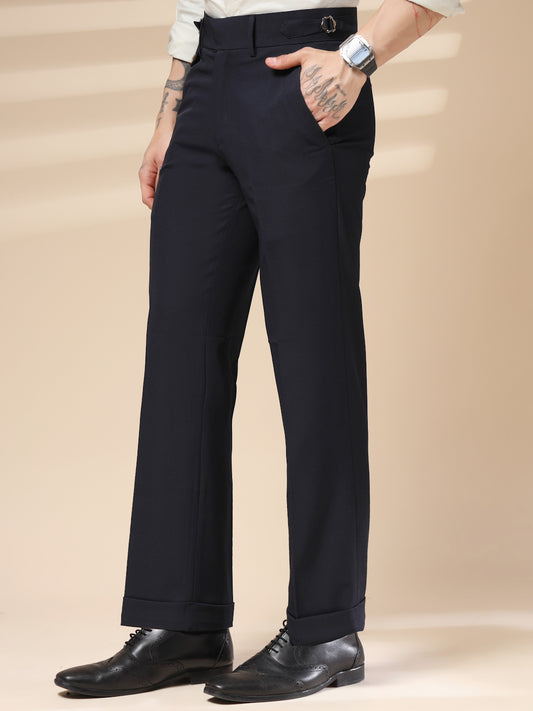 Navy Blue Single Buckle Gurkha Pants