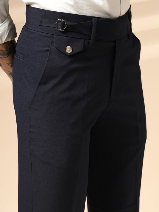 Navy Blue Single Buckle Gurkha Pants