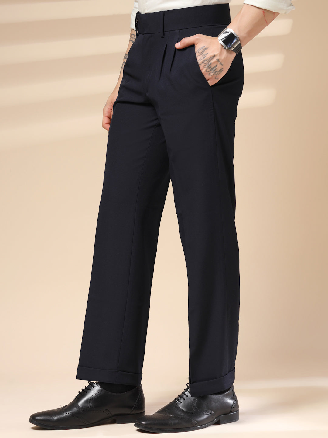 Navy Blue Double Buckle Gurkha Pants by ITALIAN VEGA®