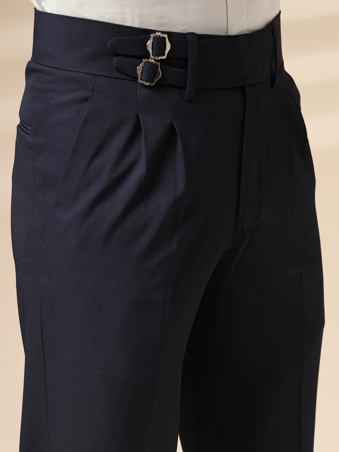 Navy Blue Double Buckle Gurkha Pants