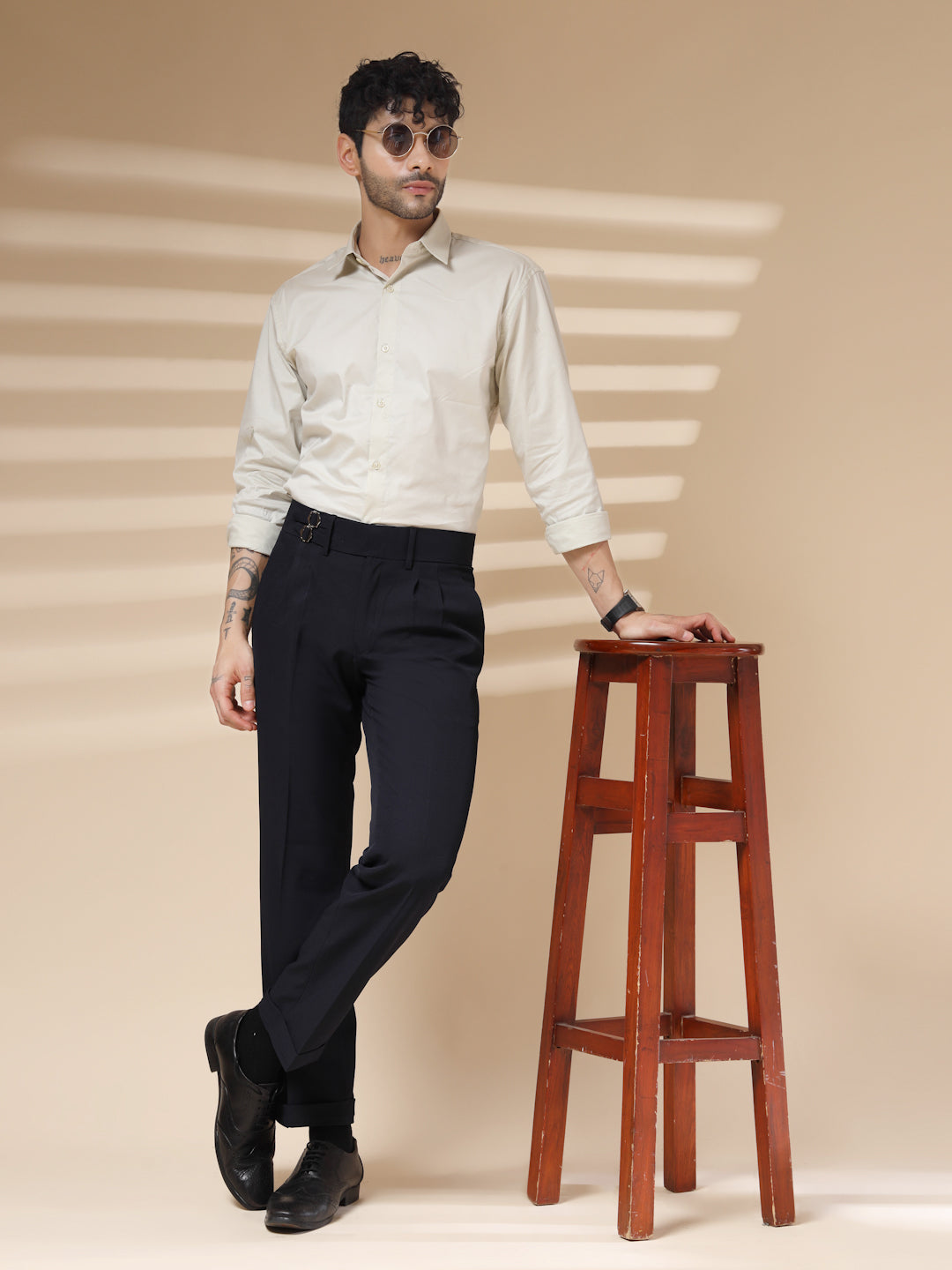 Navy Blue Double Buckle Gurkha Pants by ITALIAN VEGA®