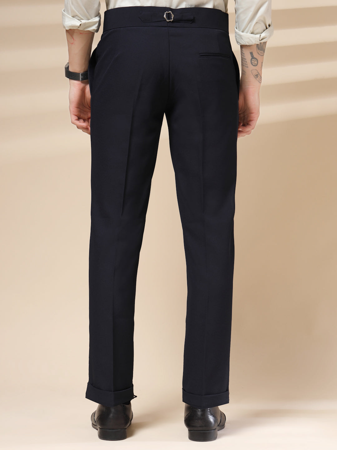 Navy Blue Double Buckle Gurkha Pants by ITALIAN VEGA®
