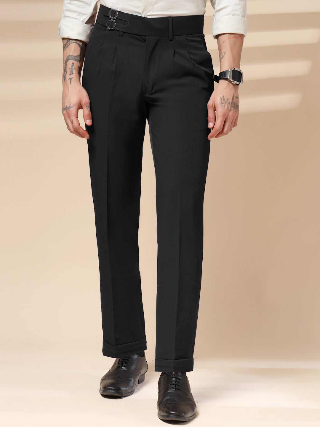 Black Double Buckle Gurkha Pants by ITALIAN VEGA®