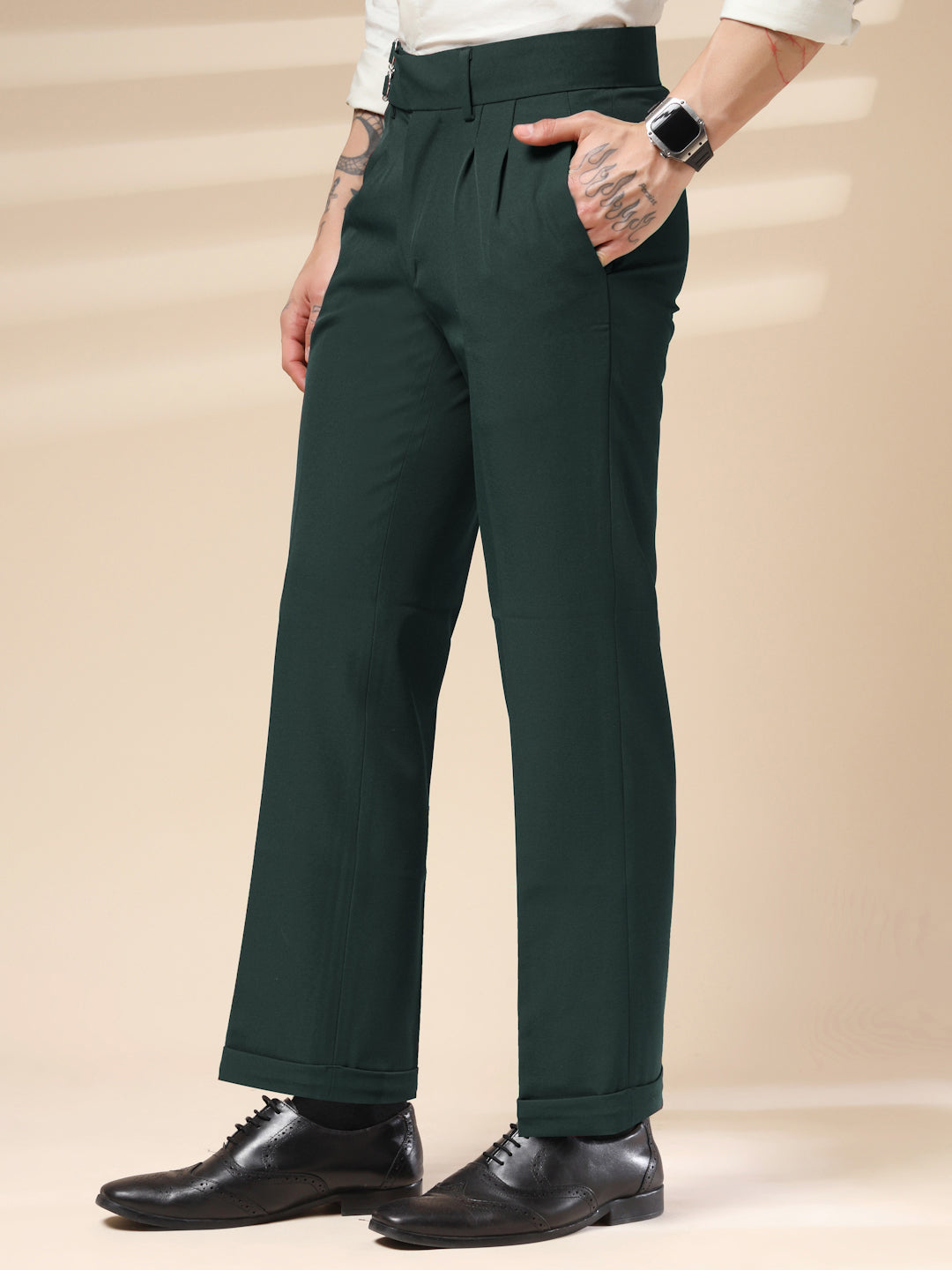 Bottle Green Double Buckle Gurkha Pants by ITALIAN VEGA®