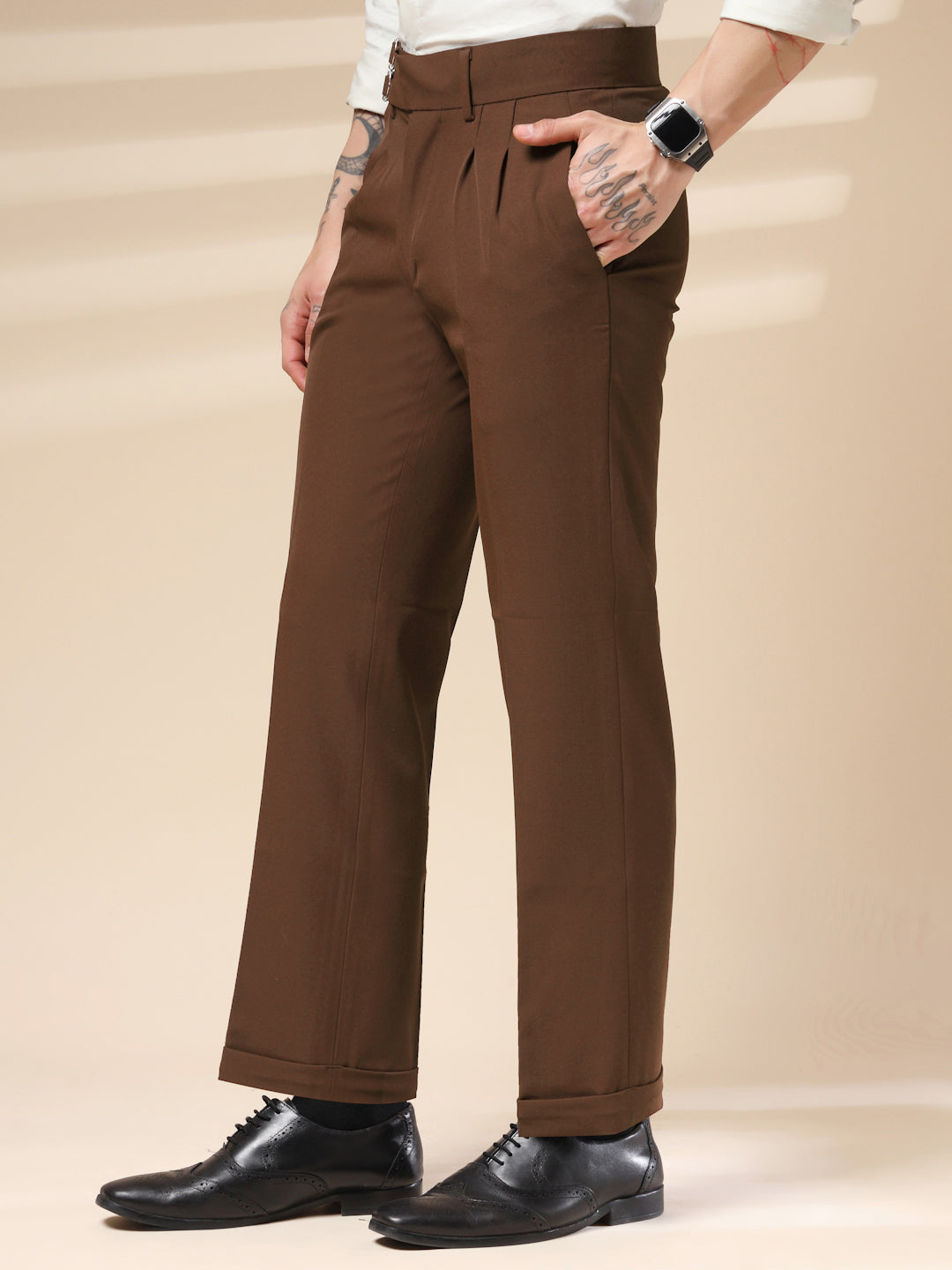 Brown Double Buckle Gurkha Pants by ITALIAN VEGA®