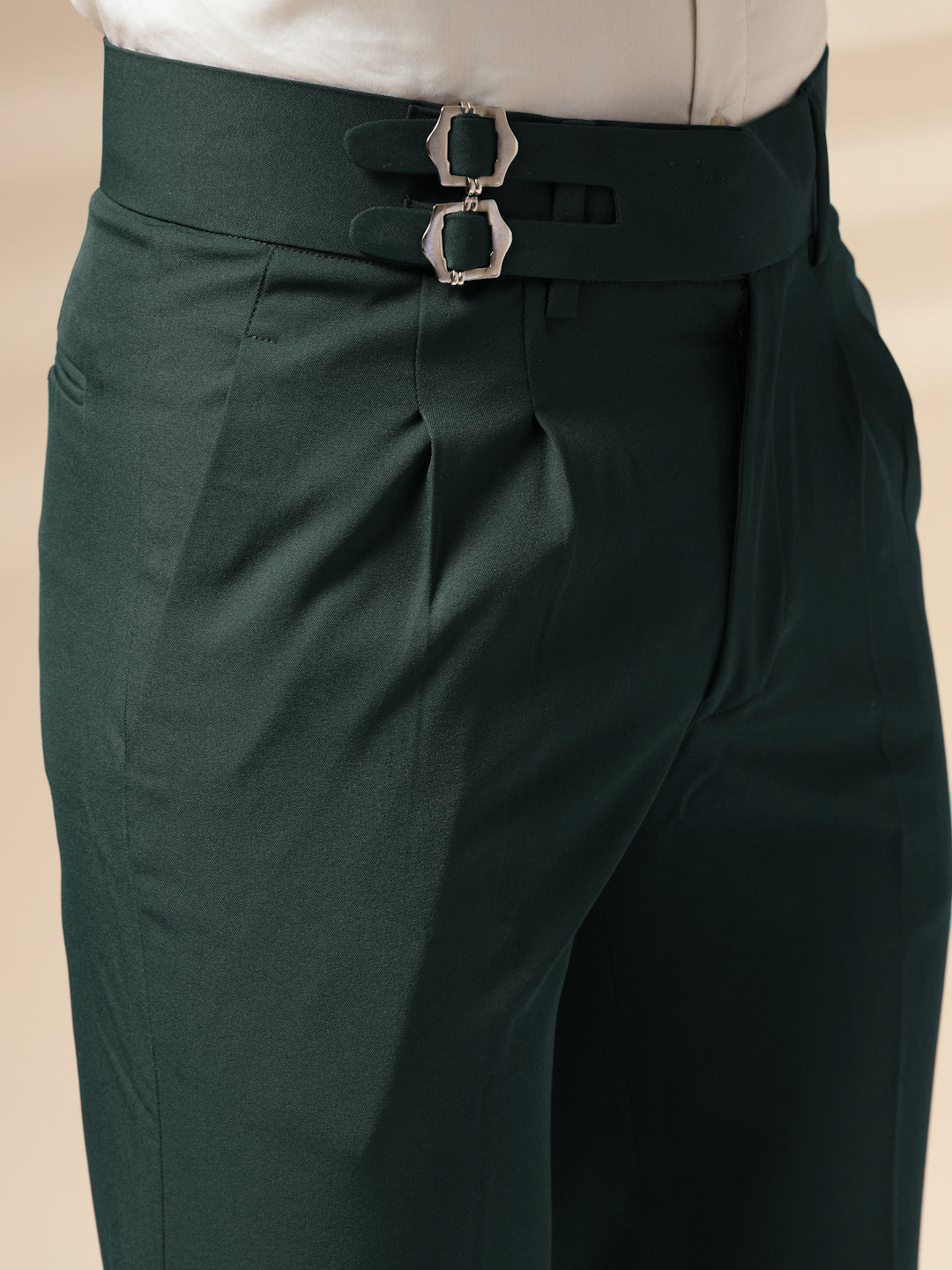 Bottle Green Double Buckle Gurkha Pants by ITALIAN VEGA®